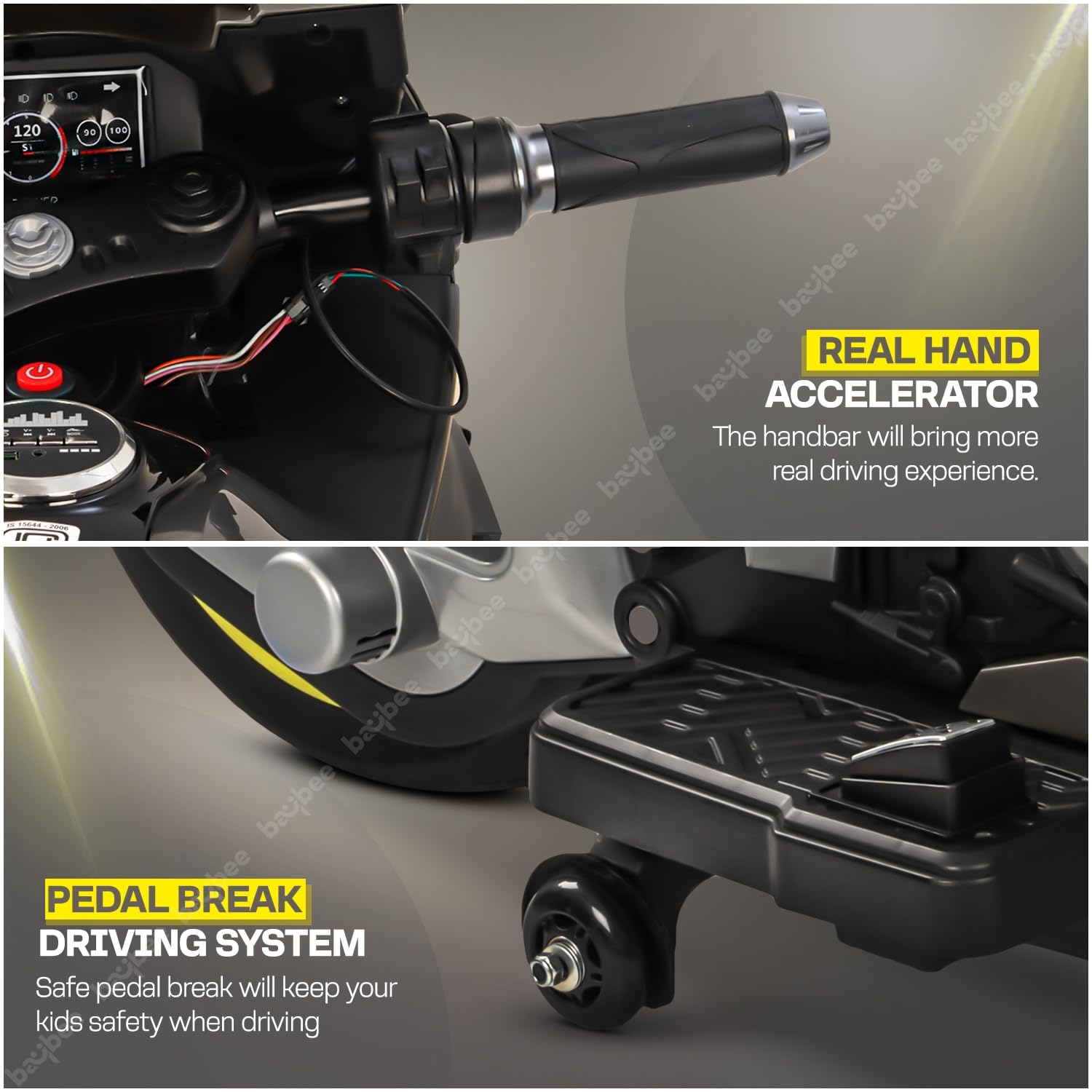 Minikin XR Racing Rechargeable Super Bike | Handle Accelerator | Support Wheels | 2-8 Years