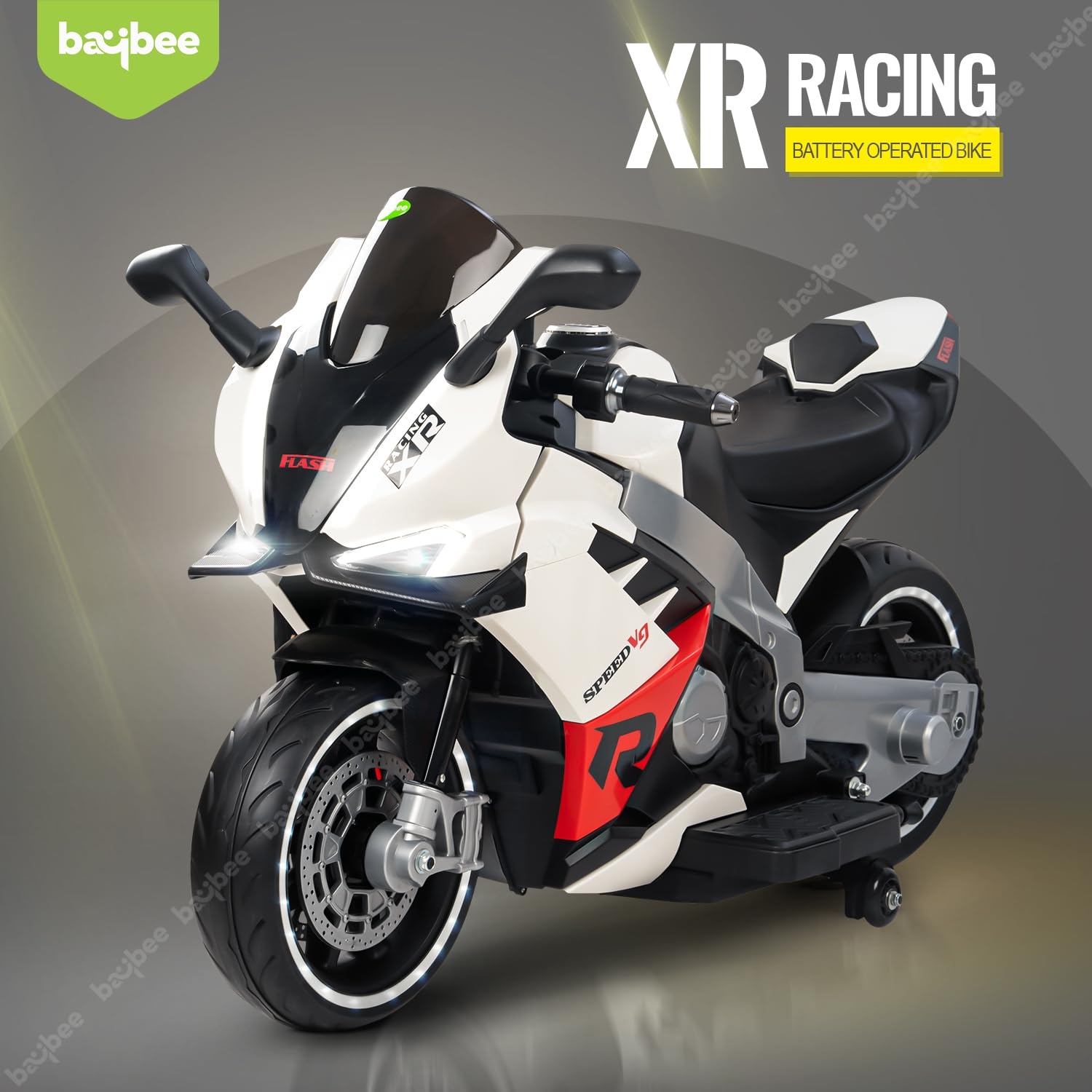 Minikin XR Racing Rechargeable Super Bike | Handle Accelerator | Support Wheels | 2-8 Years
