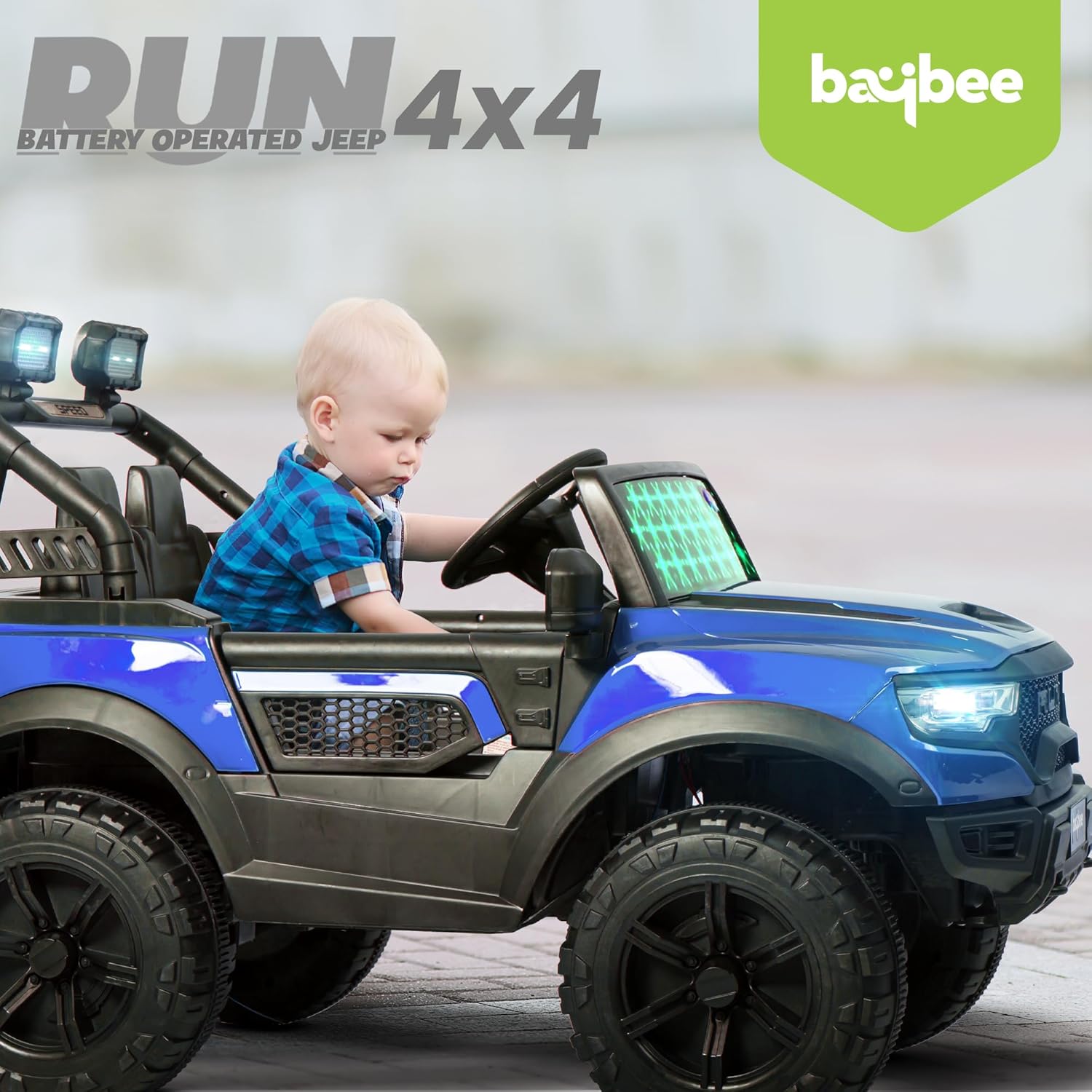 Minikin RAM 4x4 Electric Rechargeable Jeep I LED Head Lights & Music I 1-7 Years