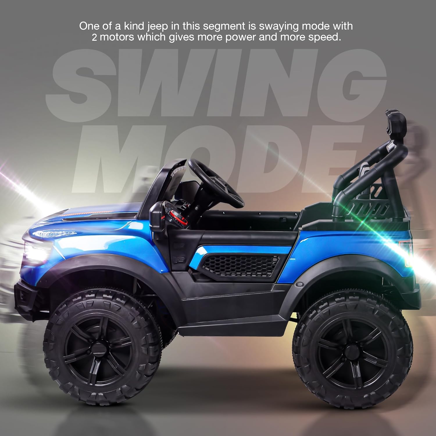 Minikin RAM 4x4 Electric Rechargeable Jeep I LED Head Lights & Music I 1-7 Years