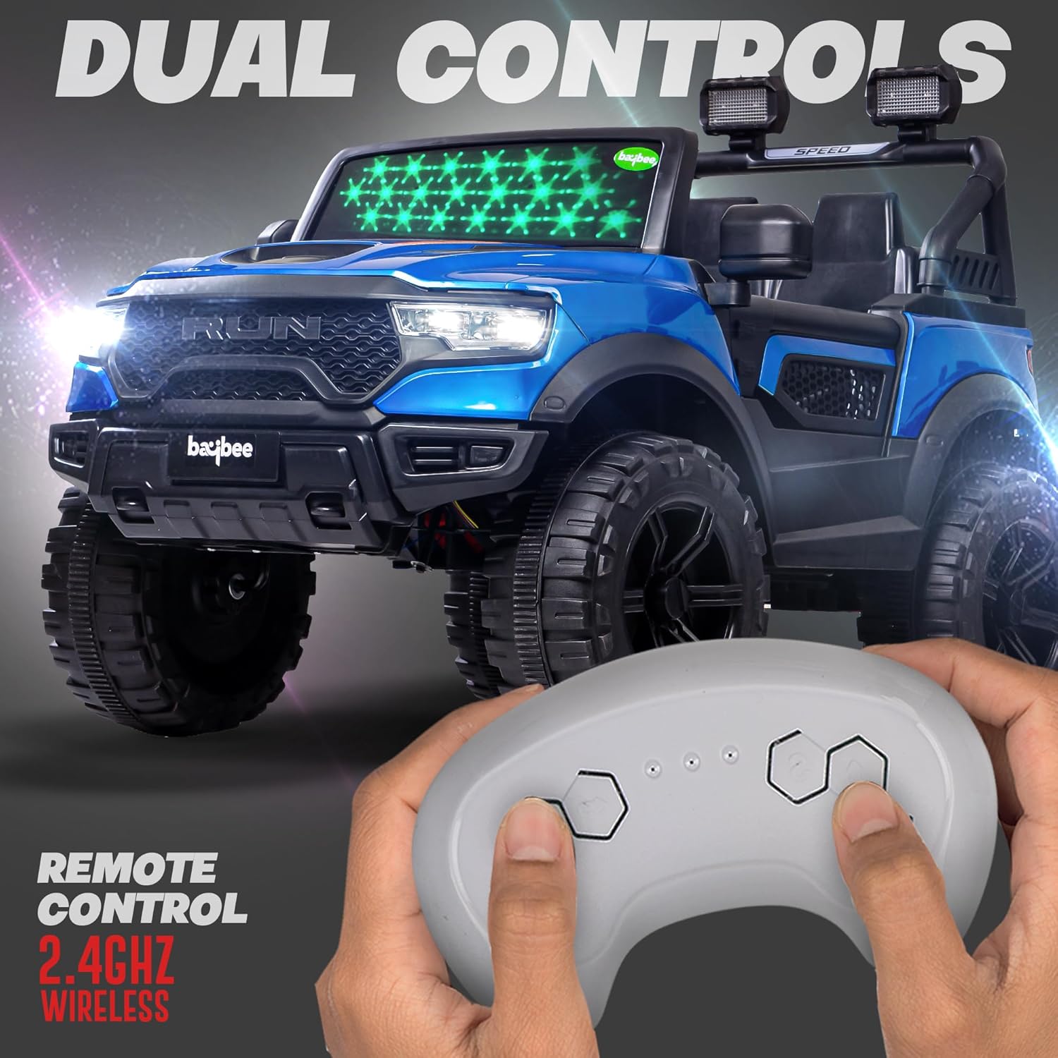 Minikin RAM 4x4 Electric Rechargeable Jeep I LED Head Lights & Music I 1-7 Years
