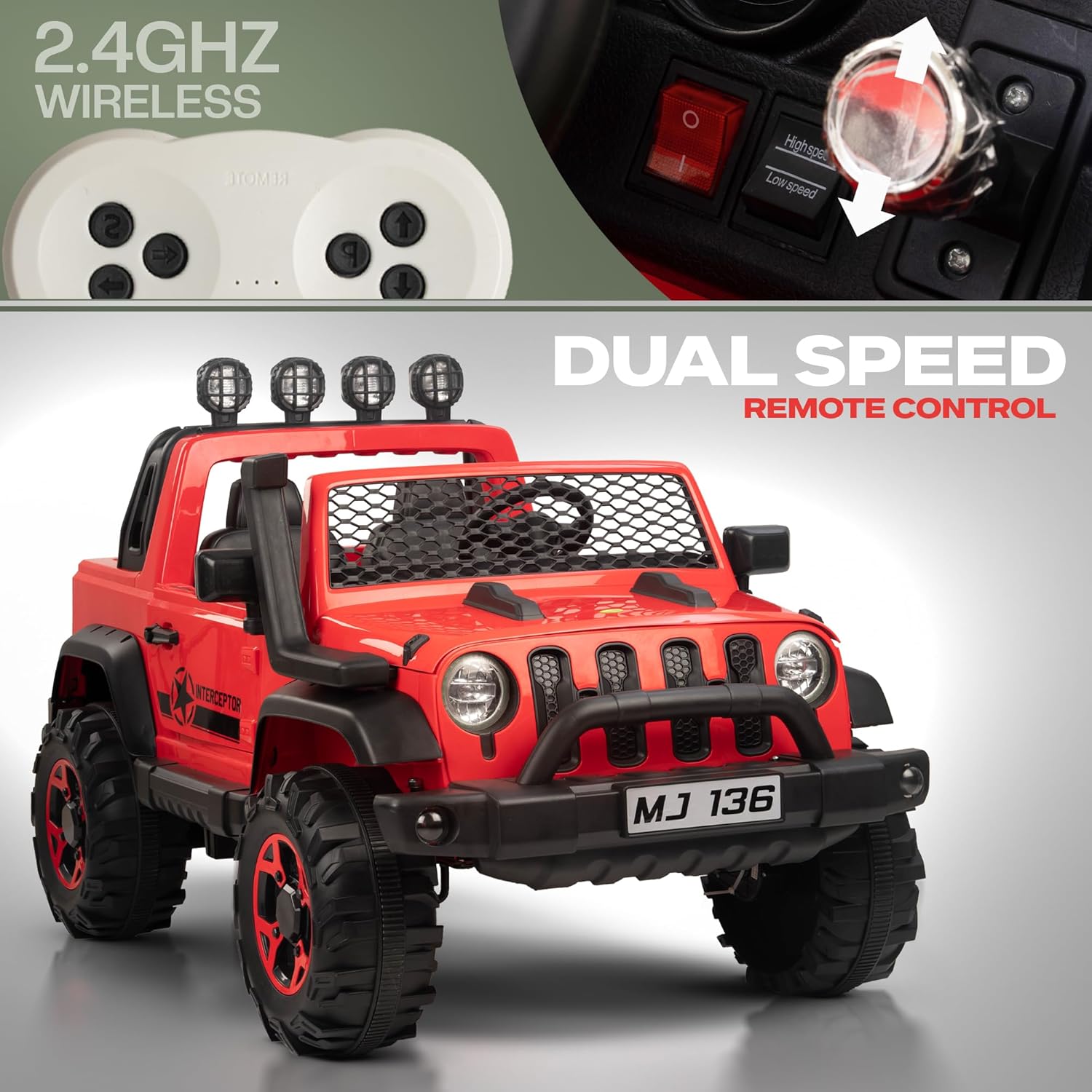 Minikin Atom 4X4 Monster Rechargeable Jeep | Indias Largest Toy Jeep | 4 Motors I Premium Quality | Top End Configuration | 1-10 Years