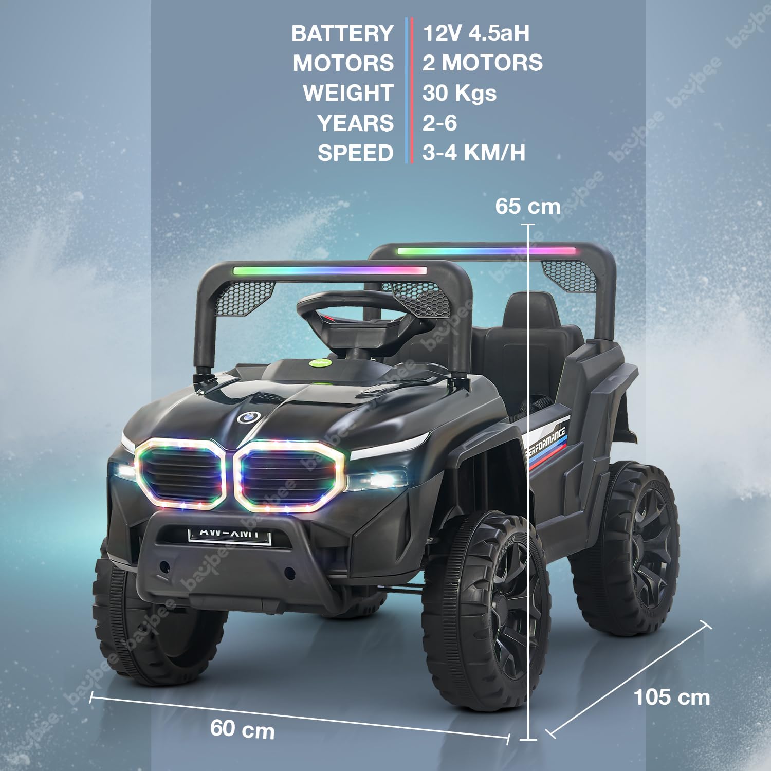 Minikin Alfton Rechargeable Jeep | RGB Light & Music | 1-6 Years