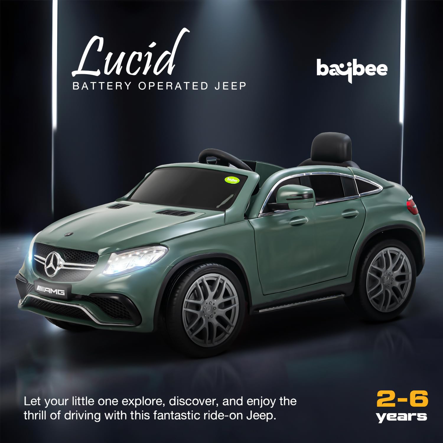 Minikin Merc GLE Electric Rechargeable Jeep | LED Head Lights & Music | 1-7 Years