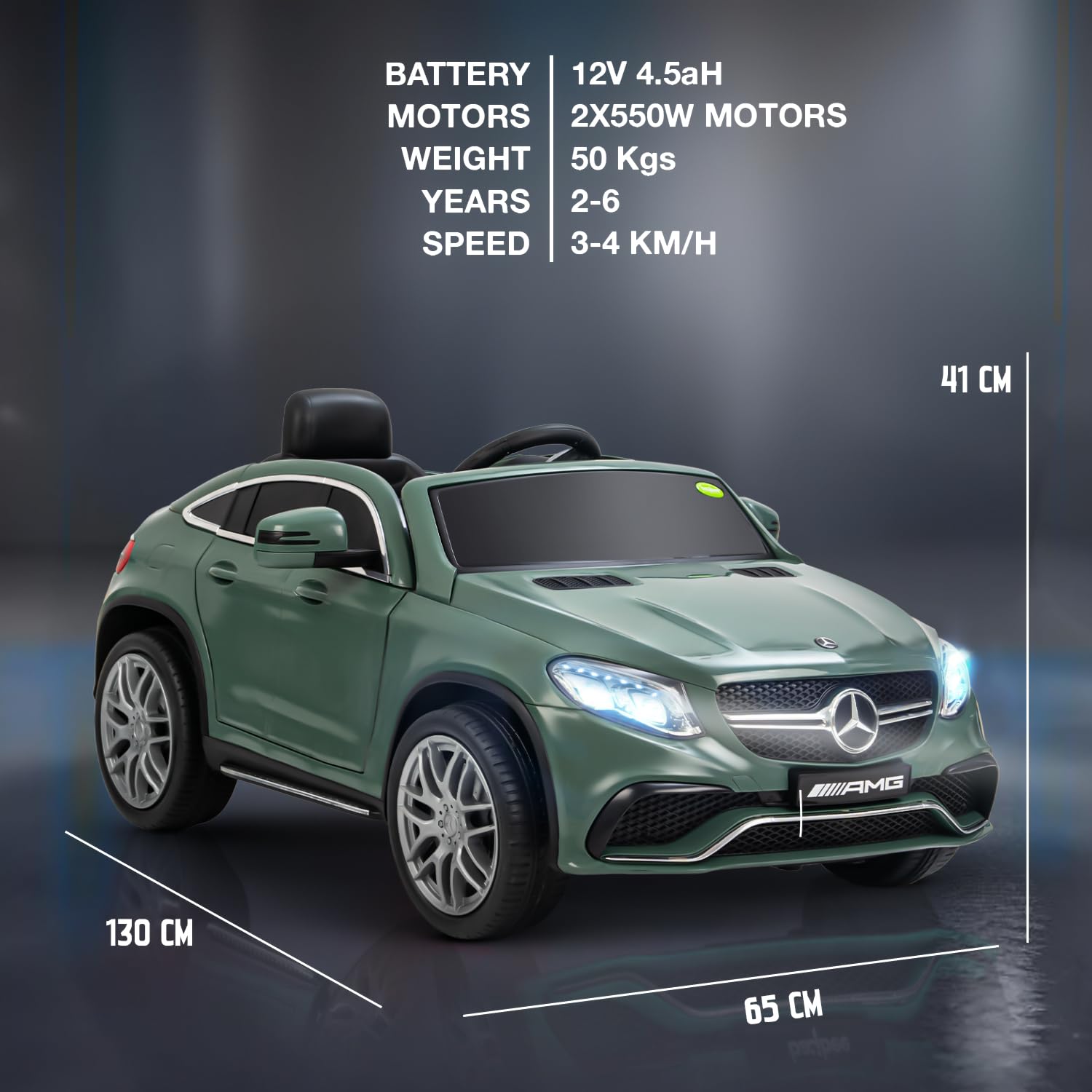 Minikin Merc GLE Electric Rechargeable Jeep | LED Head Lights & Music | 1-7 Years