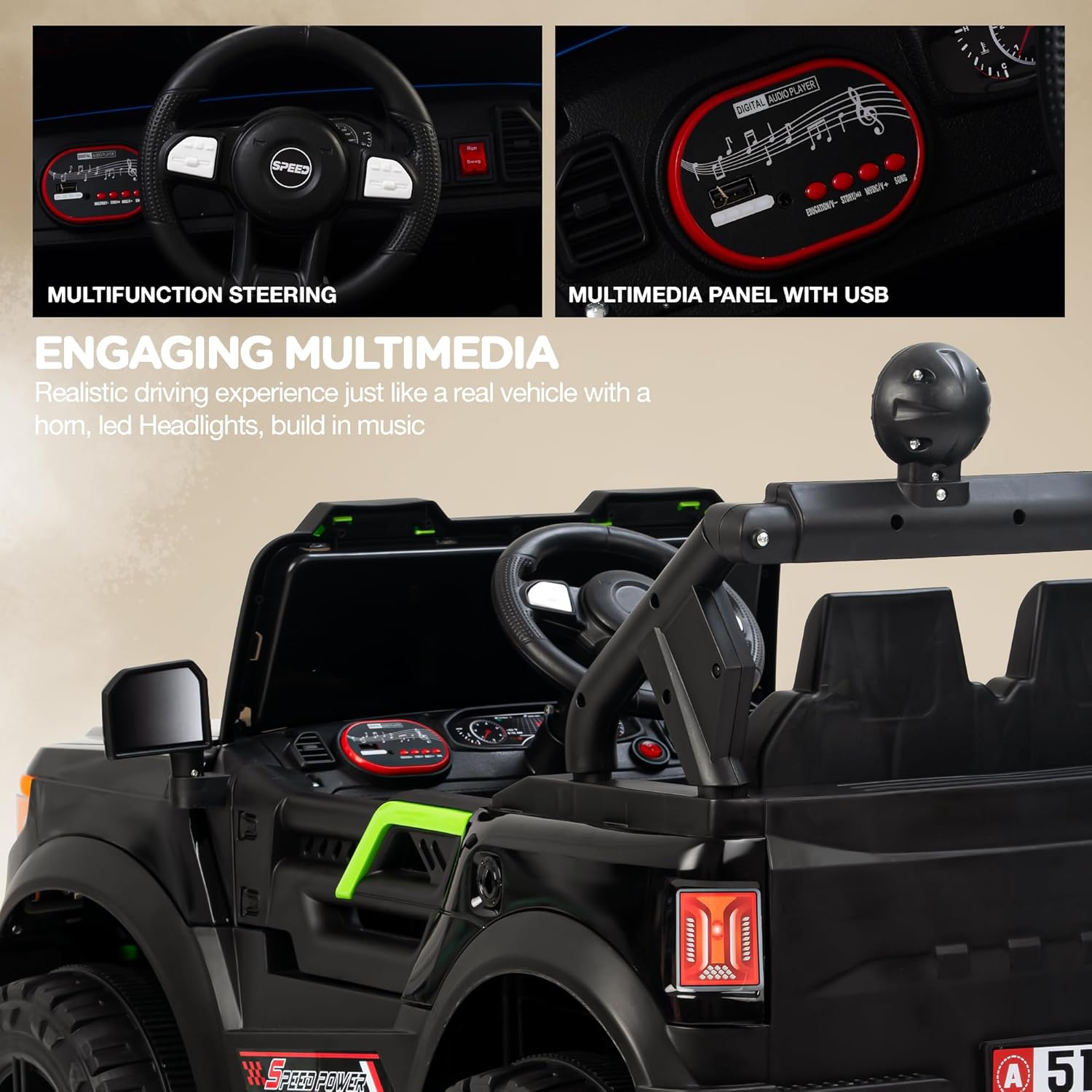 Firebird 4x4 Electric Rechargeable Jeep I Real Life Driving Experience I 1-8 Years