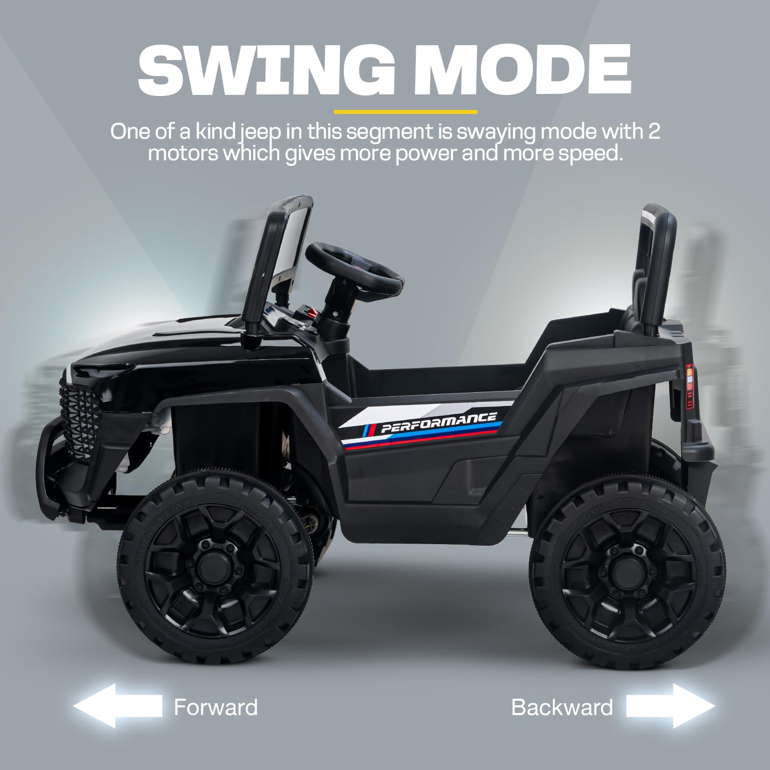 Minikin Rovera 4X4 Kids Electric Rechargeable Jeep | Ride On Toy Car with Light, Music | 1-6 Years