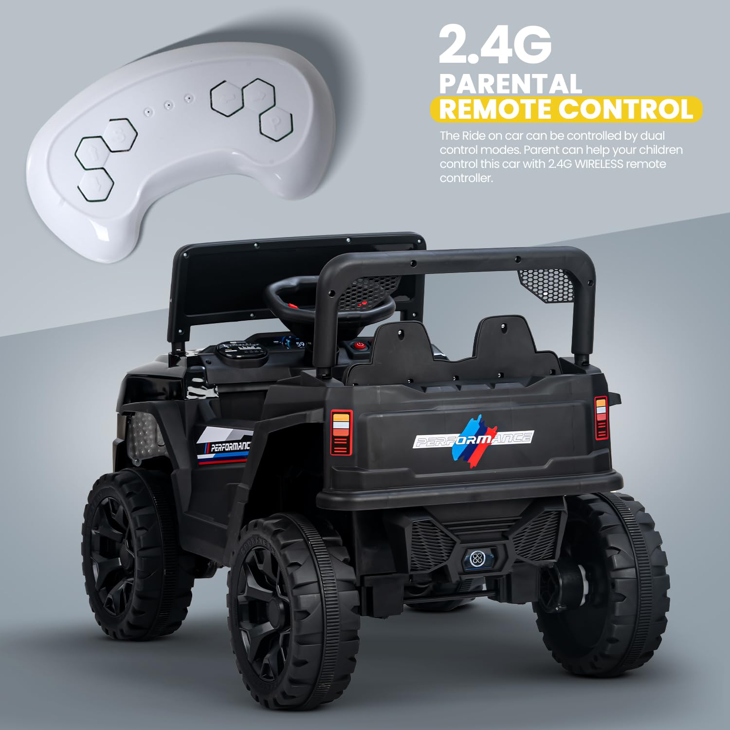 Minikin Rovera 4X4 Kids Electric Rechargeable Jeep | Ride On Toy Car with Light, Music | 1-6 Years