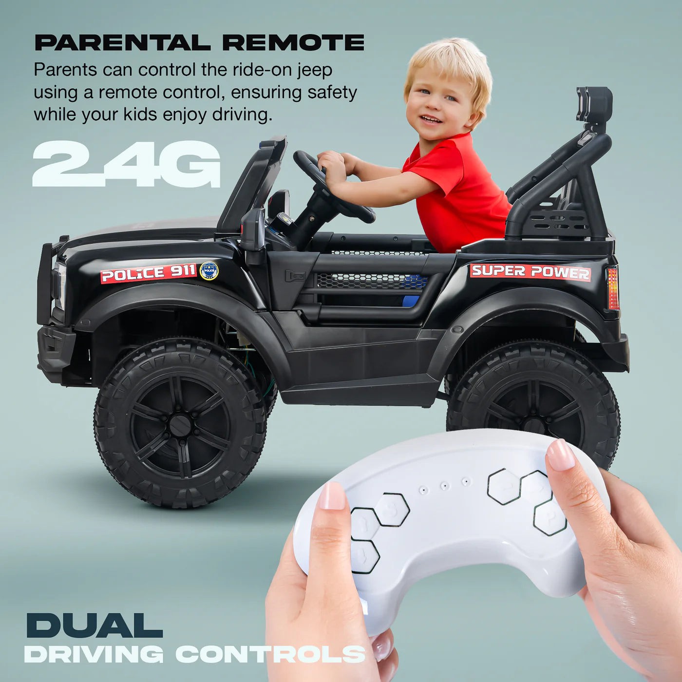 Minikin Sirenz 4x4 Electric Rechargeable Jeep I LED Head Lights & Music I 1-7 Years