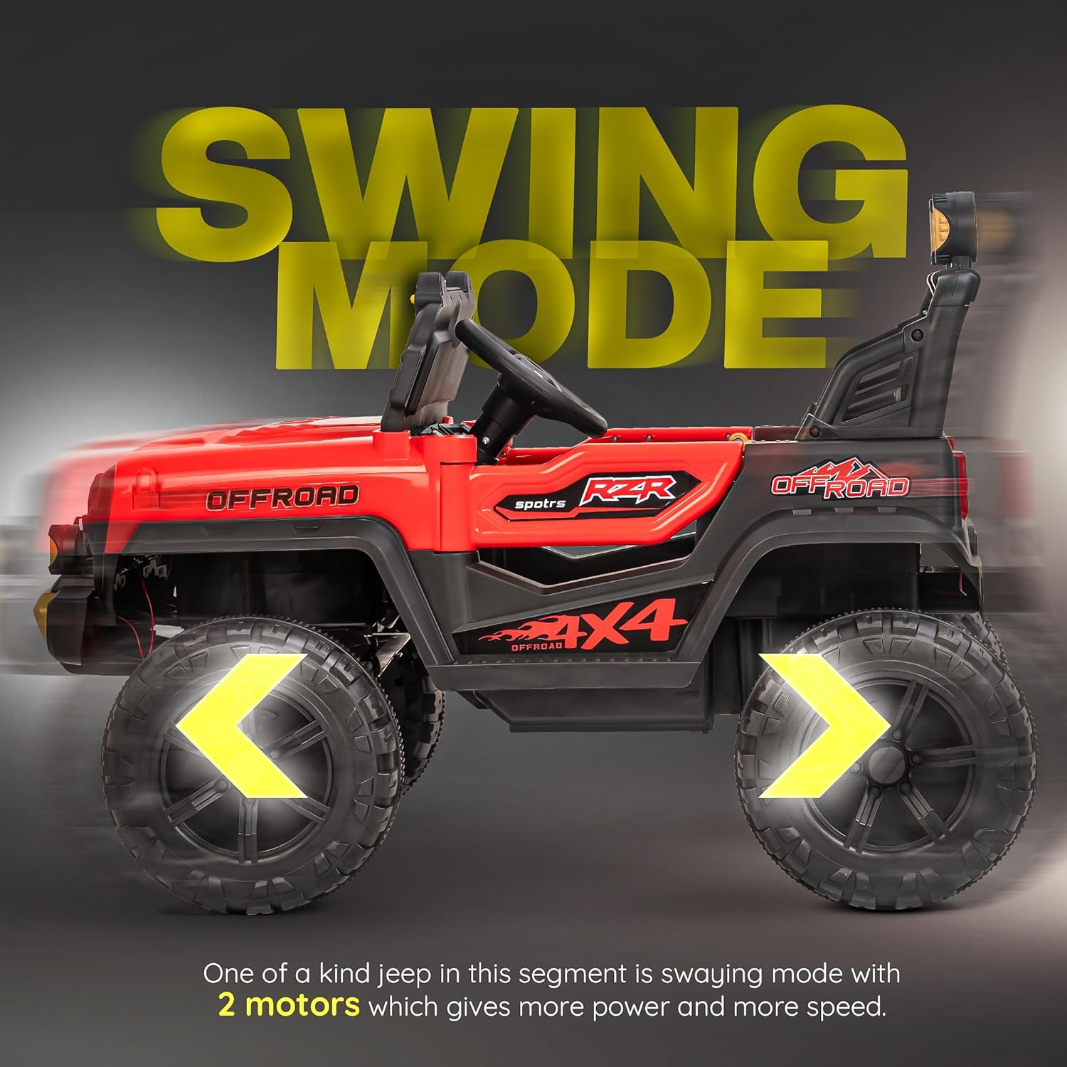Minikin Blitz 4x4 Electric Rechargeable Jeep I LED Head Lights & Music I 1-7 Years