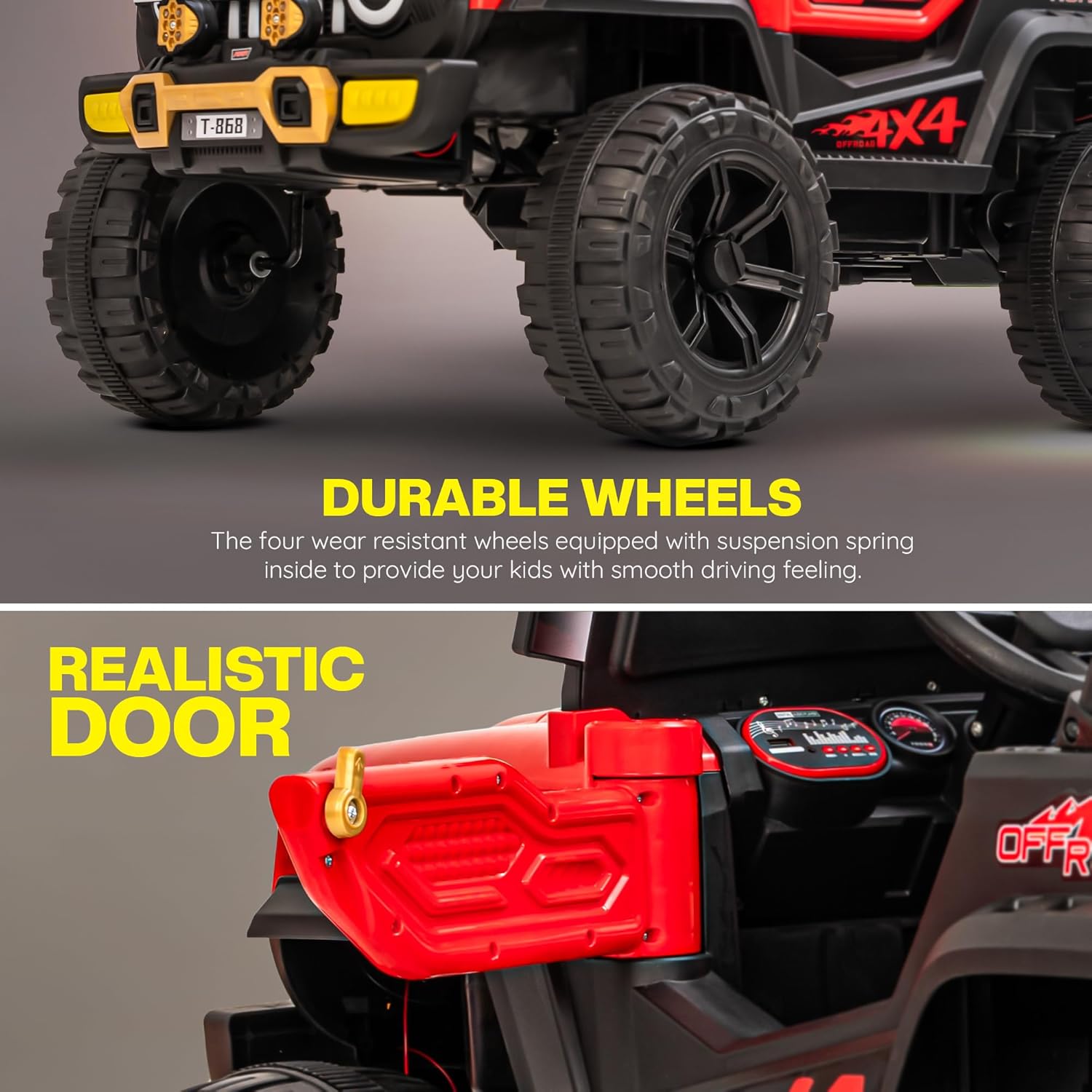 Minikin Blitz 4x4 Electric Rechargeable Jeep I LED Head Lights & Music I 1-7 Years