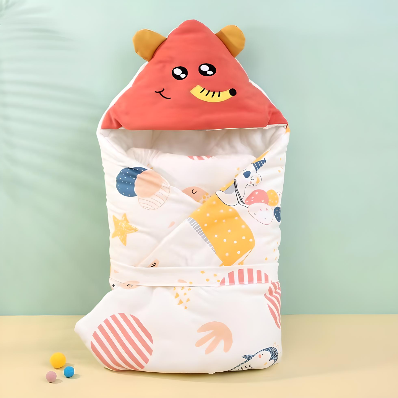 Quilted Baby Hooded Swaddle/Receiving Blanket - Soft, Cozy, and Adjustable Wrapper for Newborns to 12 Months