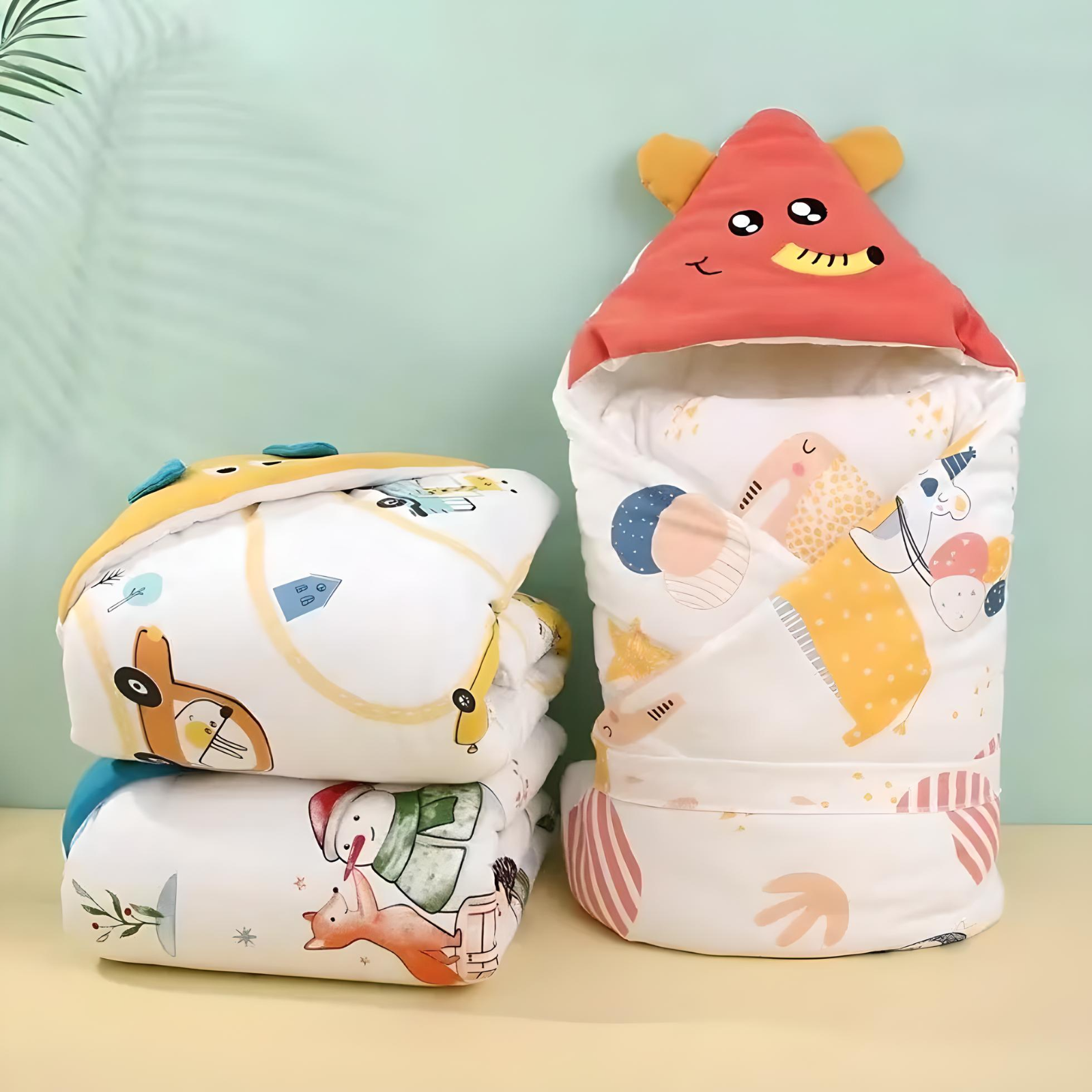 Quilted Baby Hooded Swaddle/Receiving Blanket - Soft, Cozy, and Adjustable Wrapper for Newborns to 12 Months