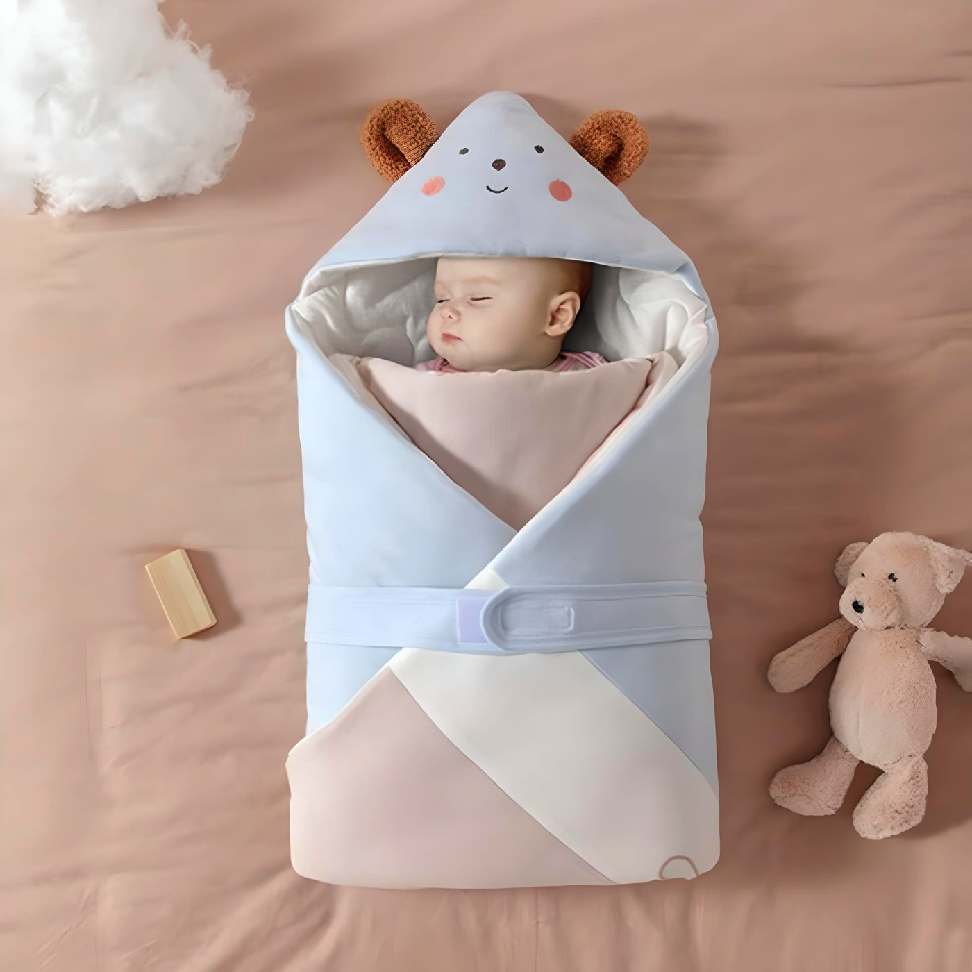 Premium Quilted Receiving Blanket & Swaddle Wrap with Hood - Newborn to 6 Months