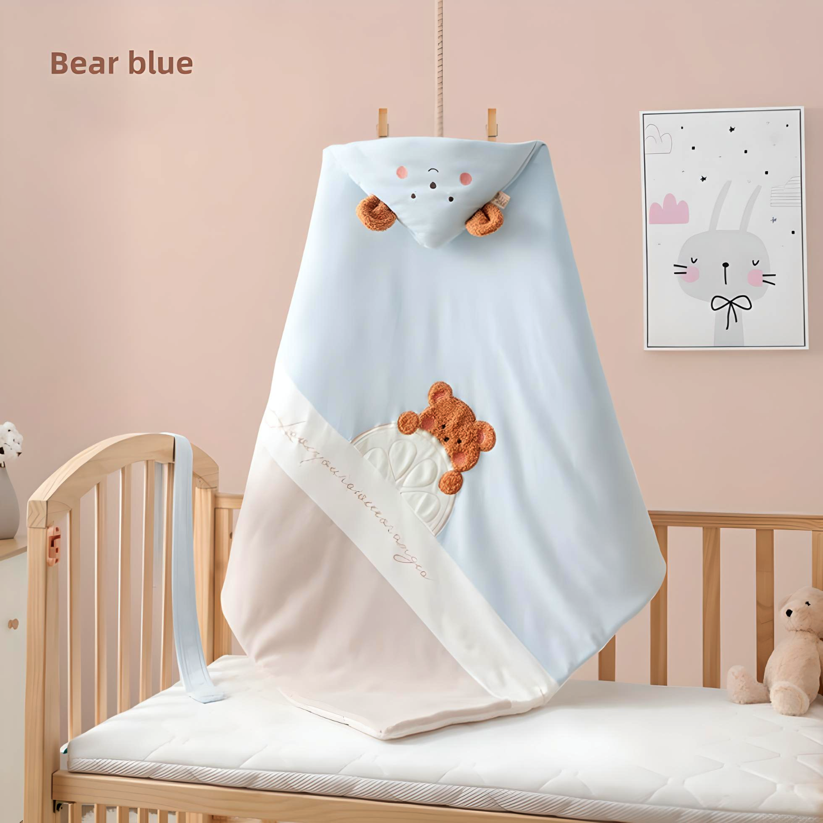 Premium Quilted Receiving Blanket & Swaddle Wrap with Hood - Newborn to 6 Months