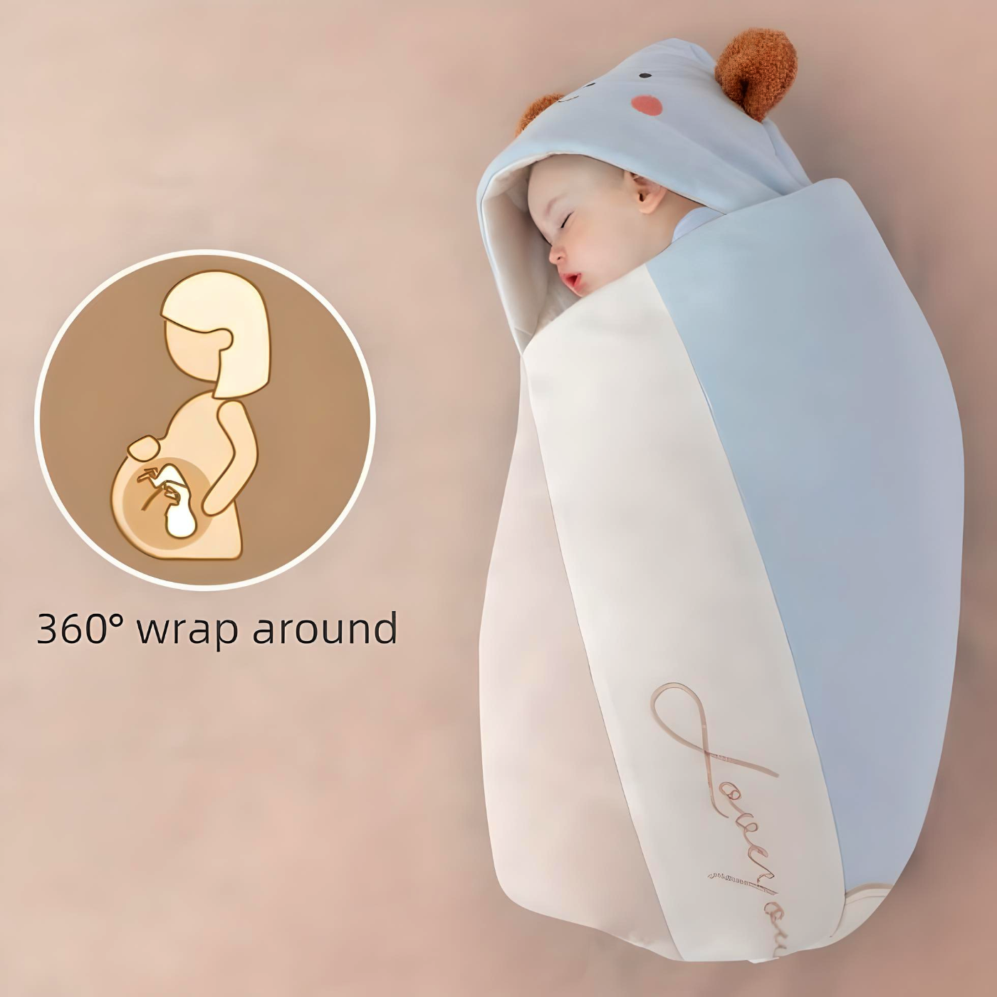 Minikin Premium Quilted Receiving Blanket I Swaddle Blanket with Hood I NB-6Months