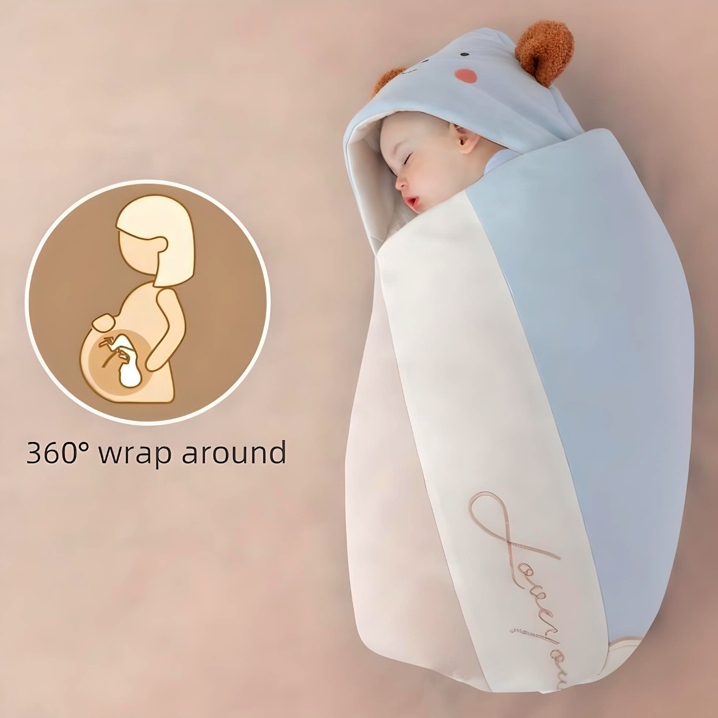 Premium Quilted Receiving Blanket & Swaddle Wrap with Hood - Newborn to 6 Months