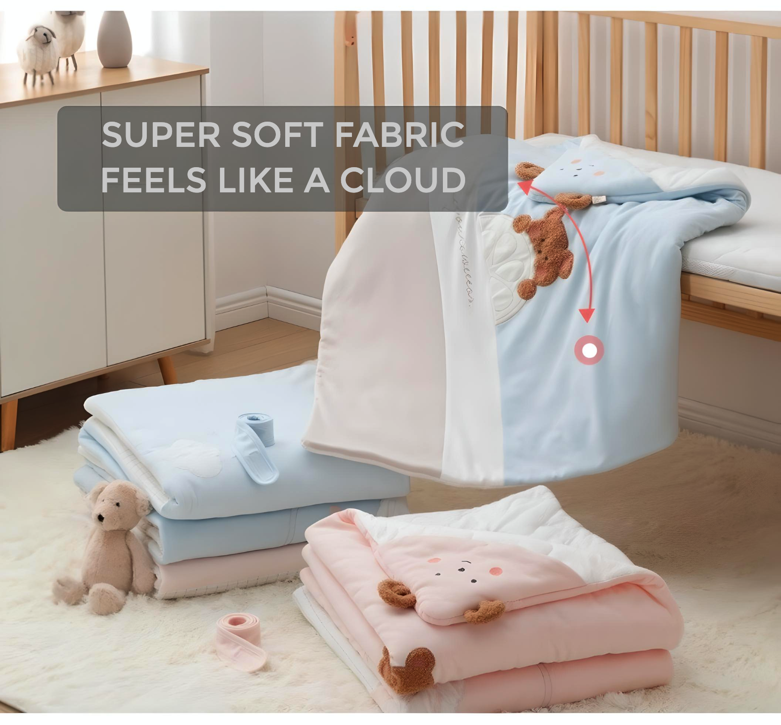Premium Quilted Receiving Blanket & Swaddle Wrap with Hood - Newborn to 6 Months
