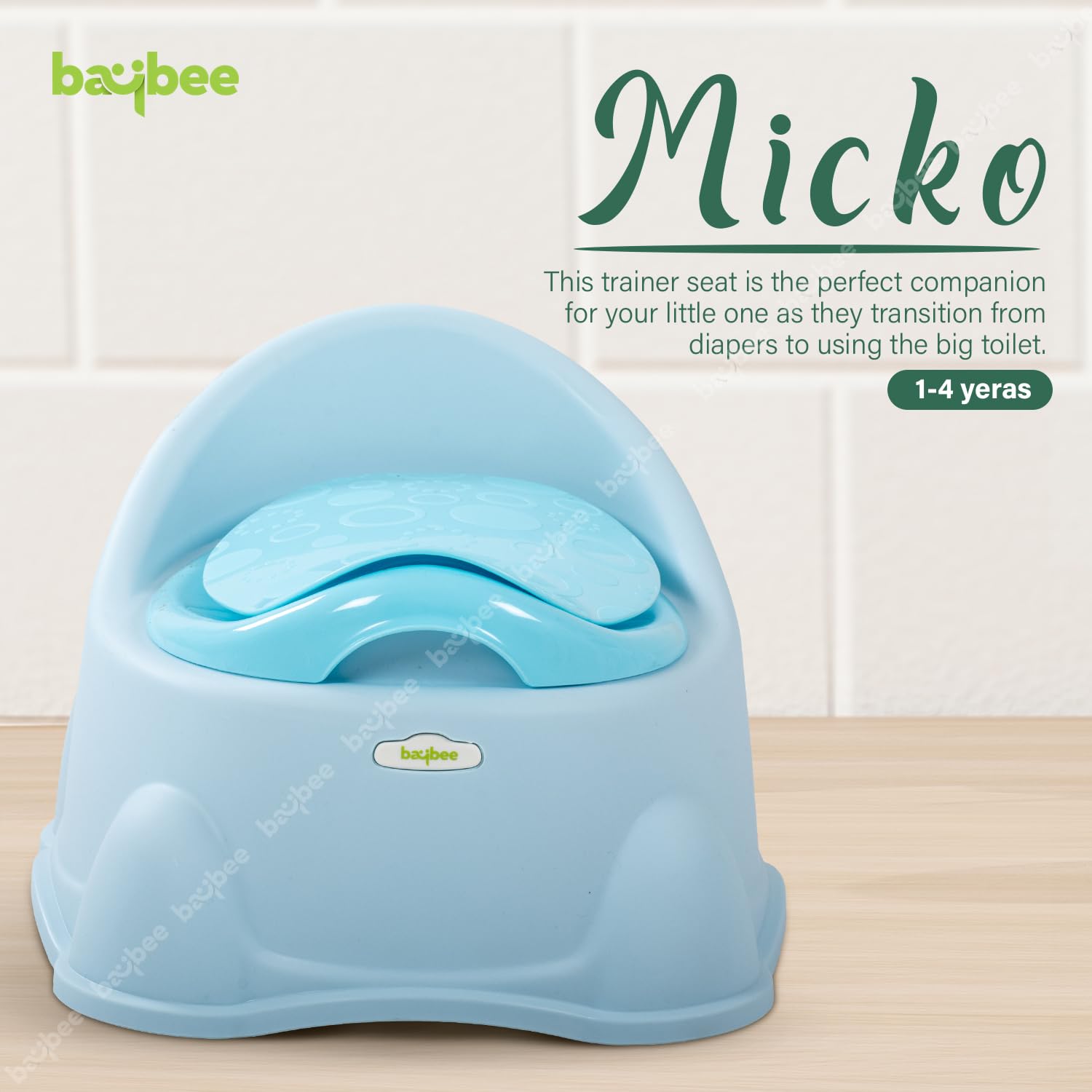 Minikin Micko Potty Training Seat I Removable Potty Tray with Cleaning Brush I 1-4Years