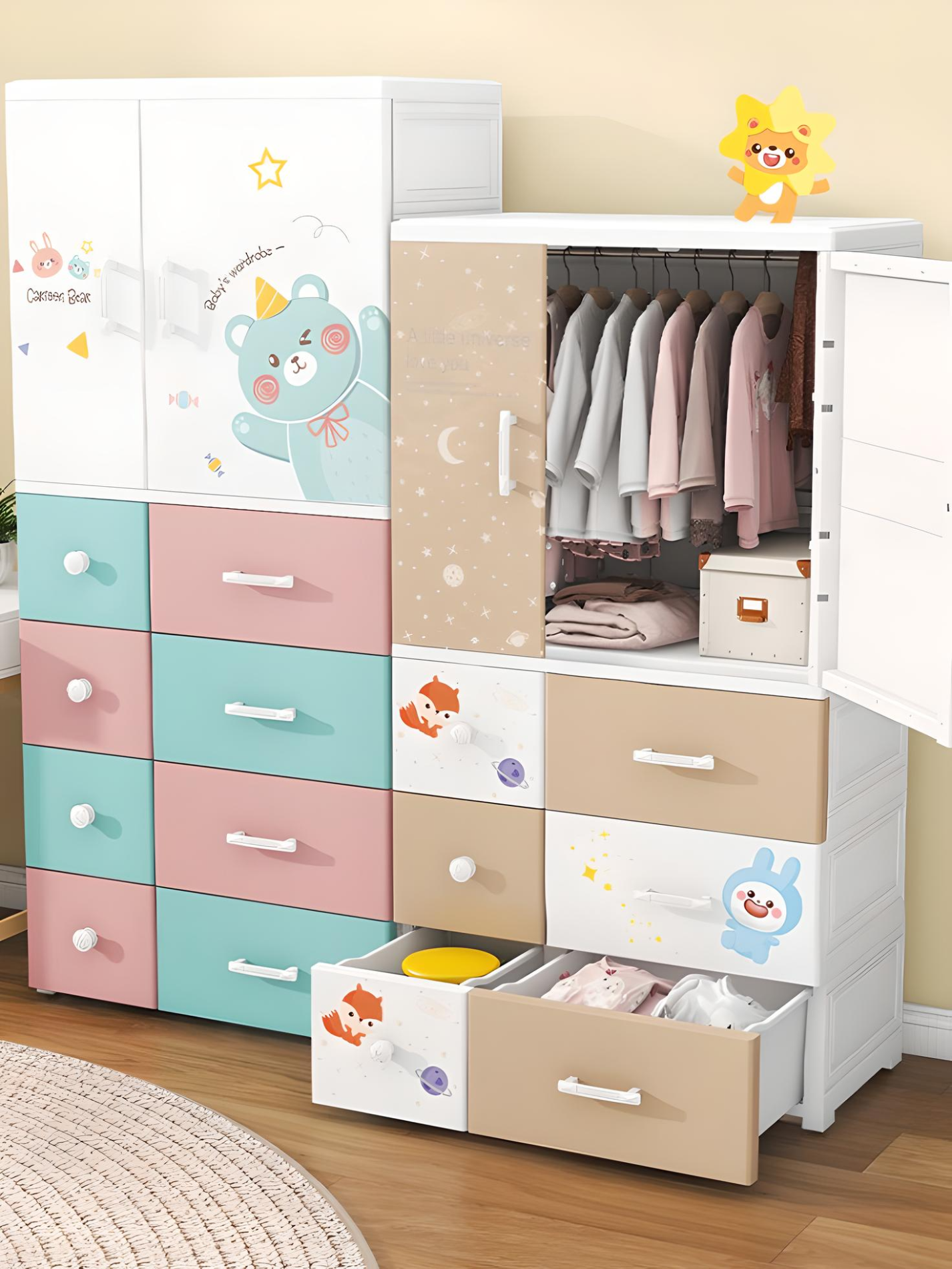 Baby wardrobe hotsell with drawers