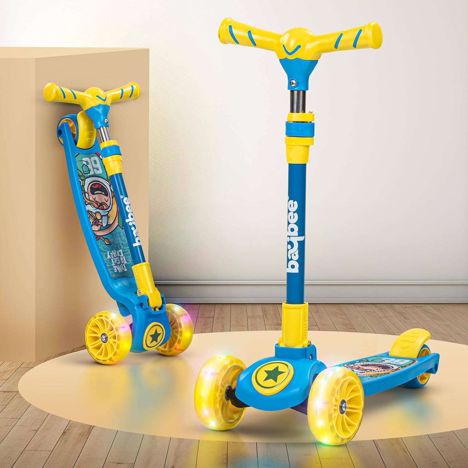 Kitty Foldable Scooter - Adjustable Handle, LED PU Wheels & Brake (3-10 Years, Boys/Girls)