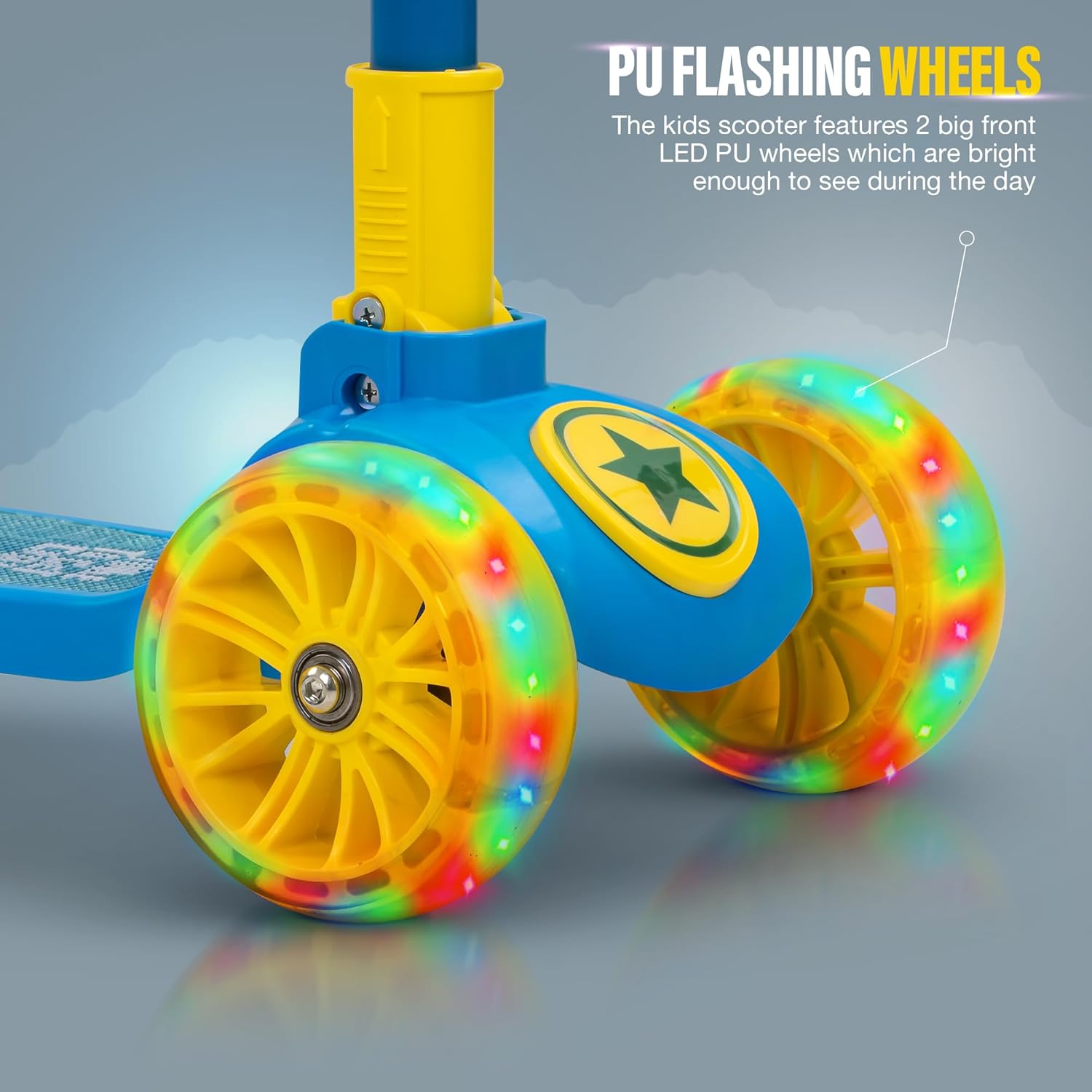 Kitty Foldable Scooter - Adjustable Handle, LED PU Wheels & Brake (3-10 Years, Boys/Girls)