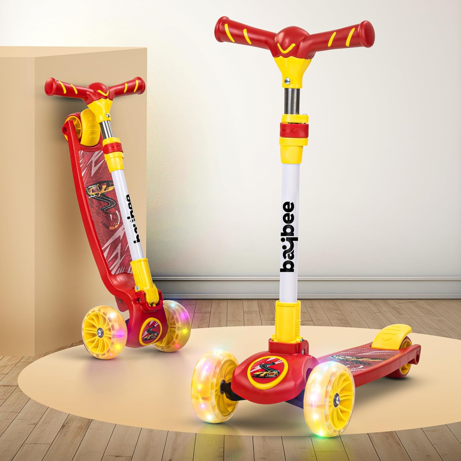 Kitty Foldable Scooter - Adjustable Handle, LED PU Wheels & Brake (3-10 Years, Boys/Girls)