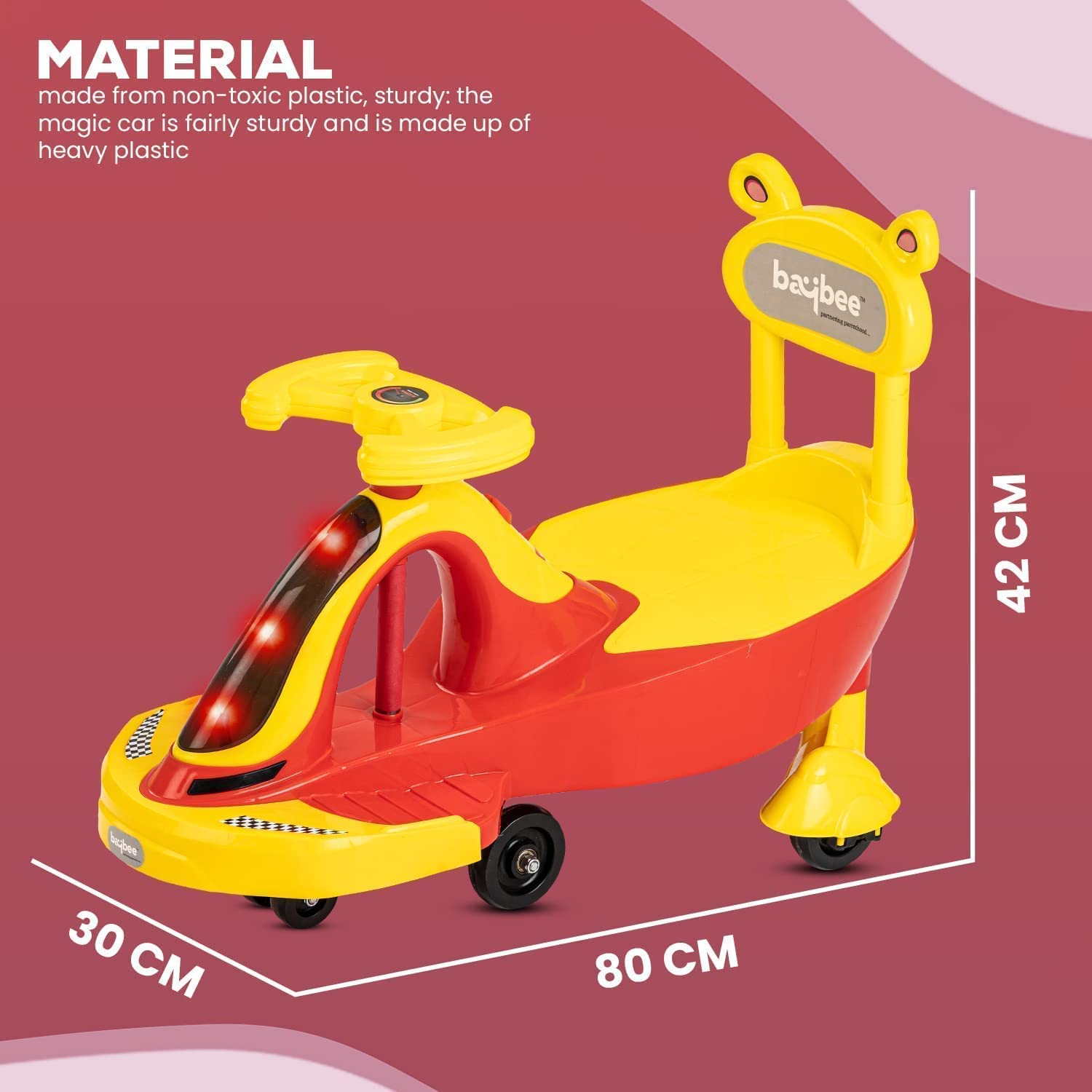 Nexus Magic Swing Cars for Kids | LED Light & Music | PP Scratch Free Wheels | 2 to 8 Years