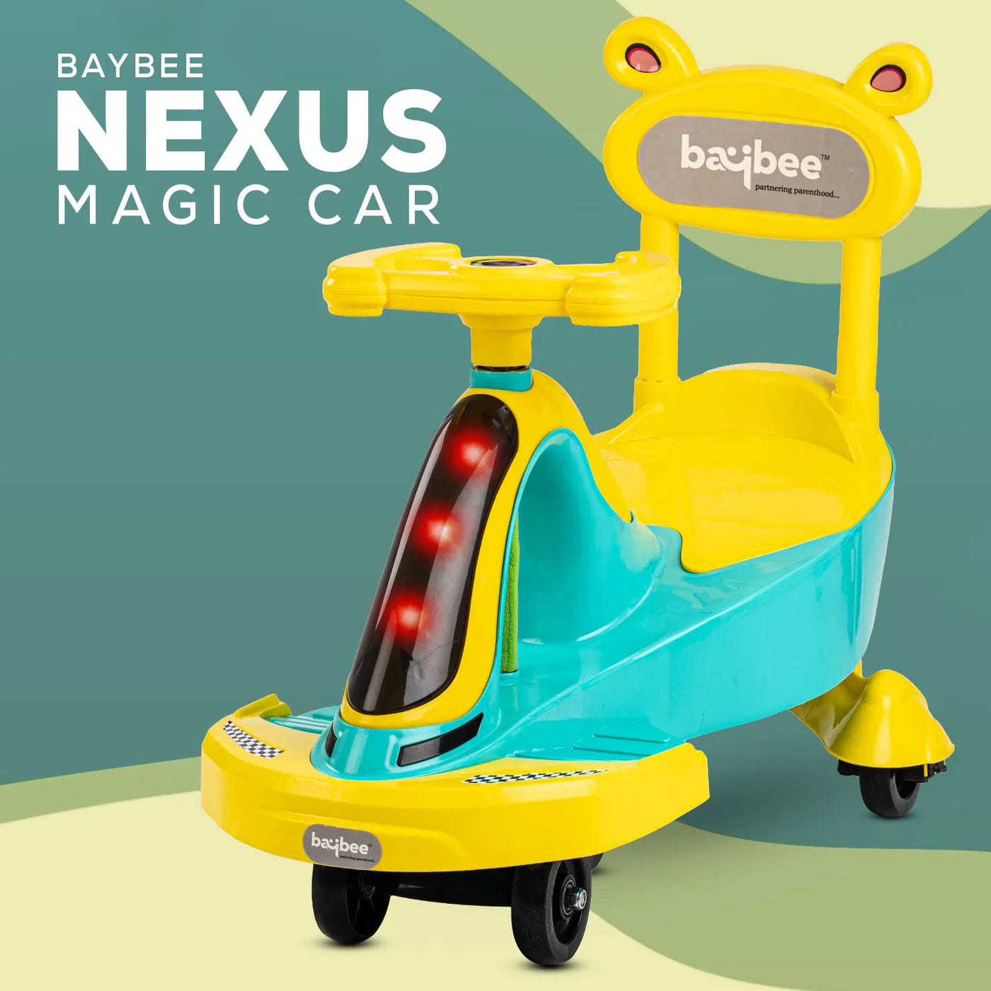 Nexus Magic Swing Cars for Kids | LED Light & Music | PP Scratch Free Wheels | 2 to 8 Years