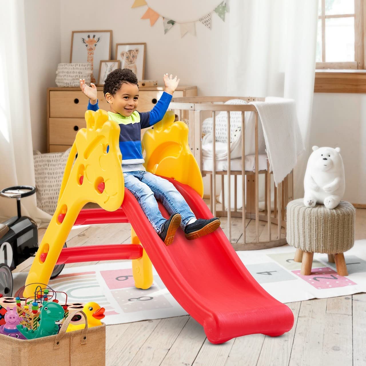 Minikin Giraffe Slider for Indoor & Outdoor I Foldable Design I 2-4 Years