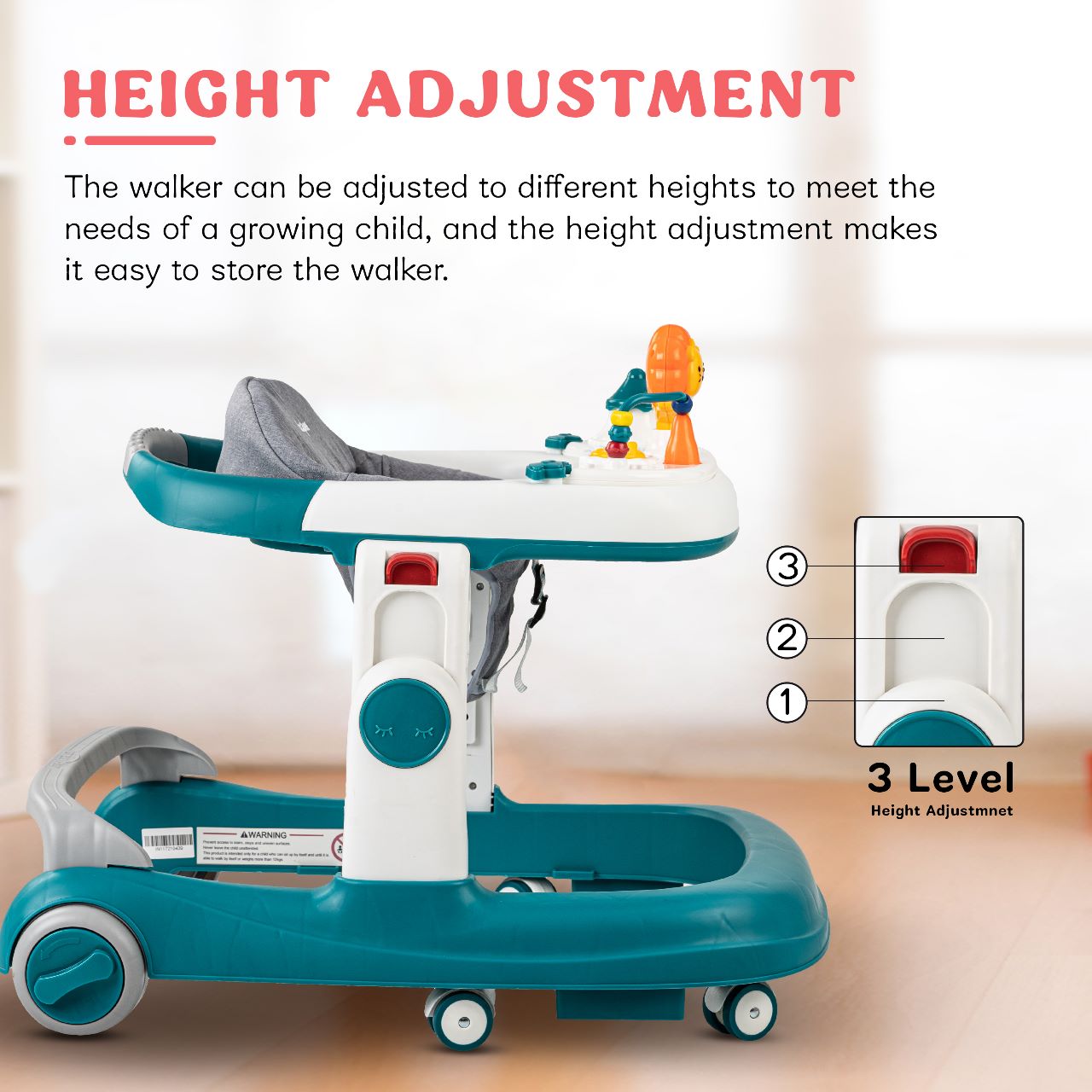 Astro 2-in-1 Baby Walker with Musical Toys – Wheel Lock, Speed Control (6 Months to 18 Months)