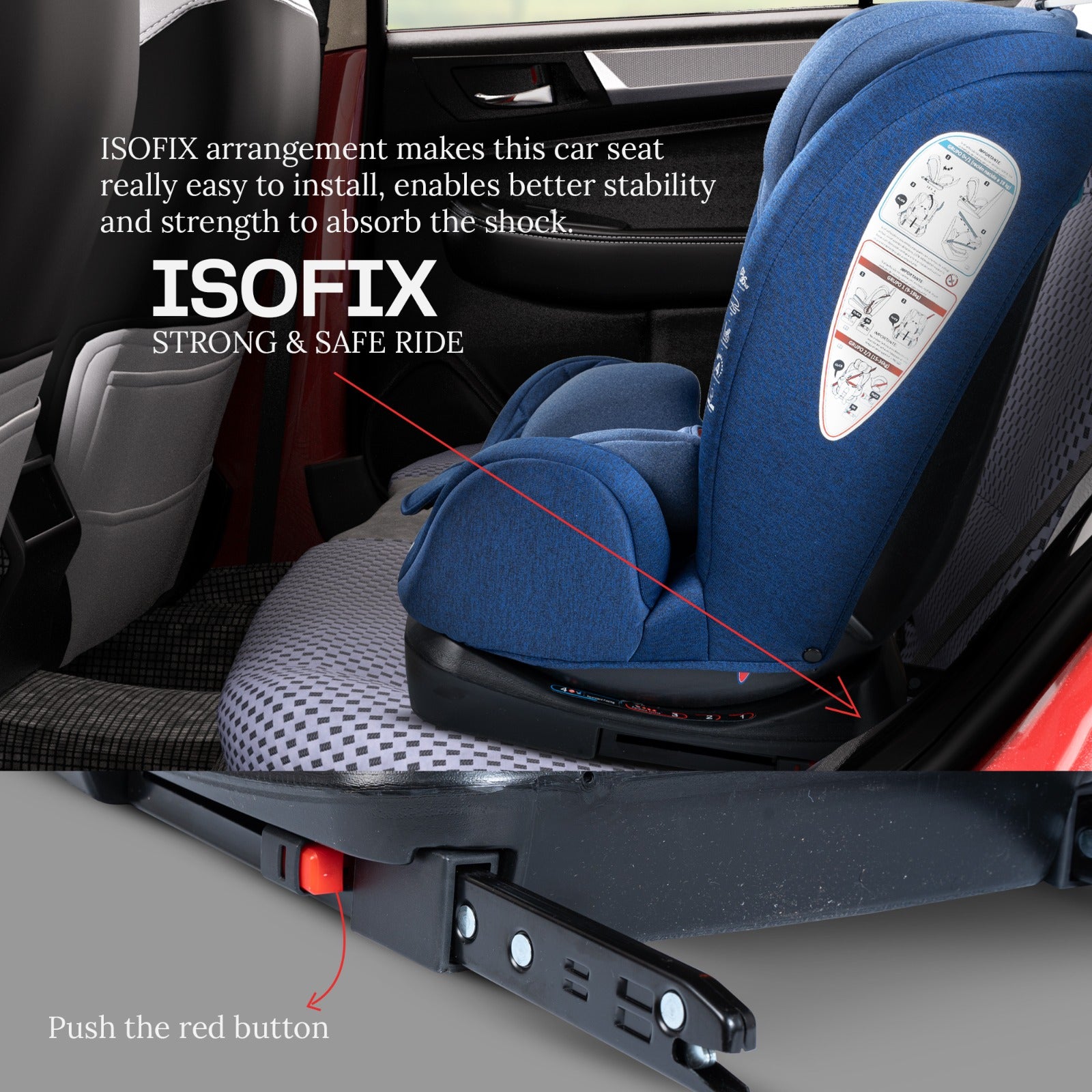 Minikin Defender Isofix Car Seat I 5 Point Safety Harness I NB - 12 Years I Blue