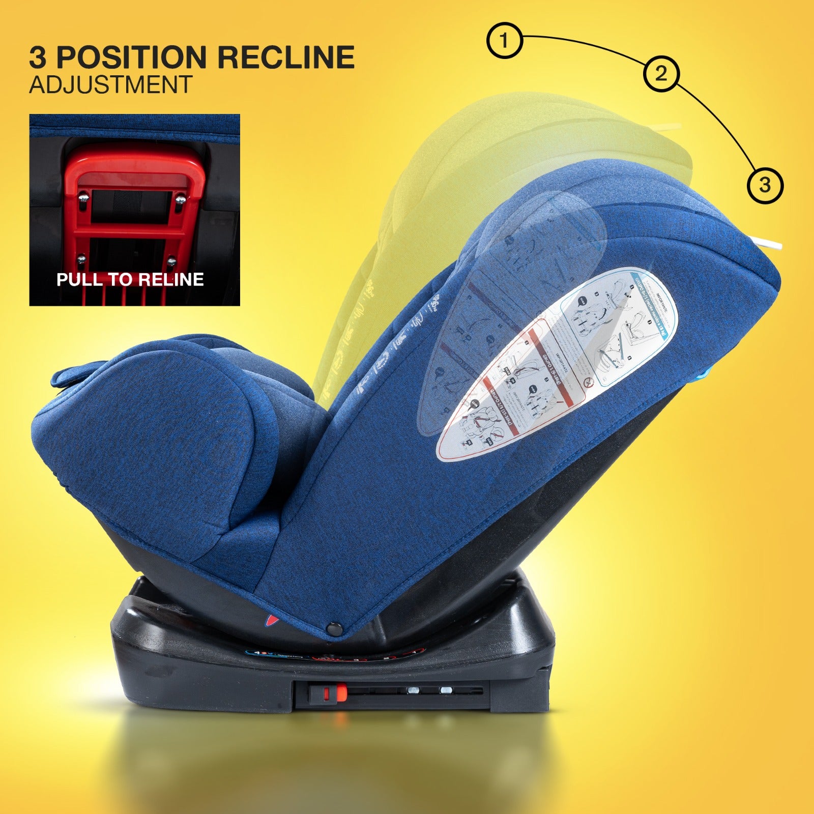 Minikin Defender ISOFIX Car Seat – 5-Point Safety Harness (Newborn to 12 Years) (Blue)