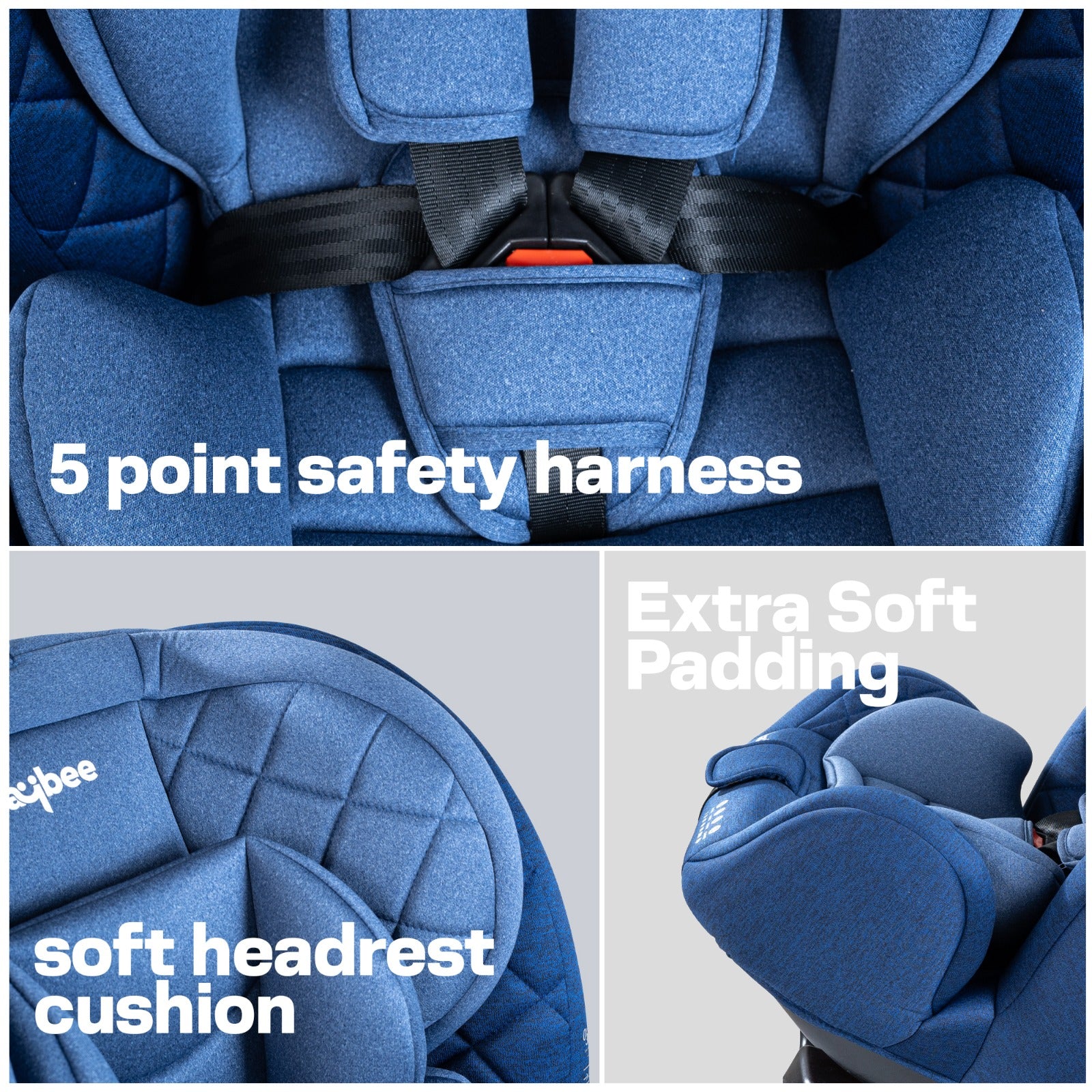 Minikin Defender Isofix Car Seat I 5 Point Safety Harness I NB - 12 Years I Blue