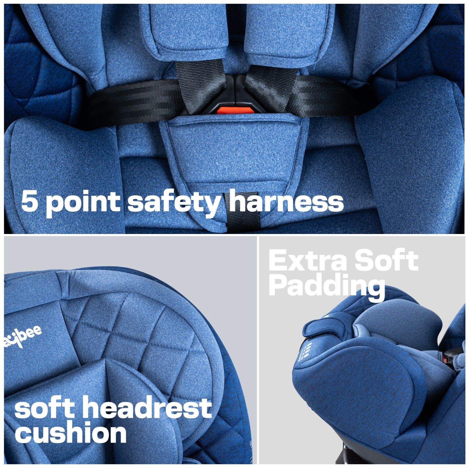 Minikin Defender ISOFIX Car Seat – 5-Point Safety Harness (Newborn to 12 Years) (Blue)