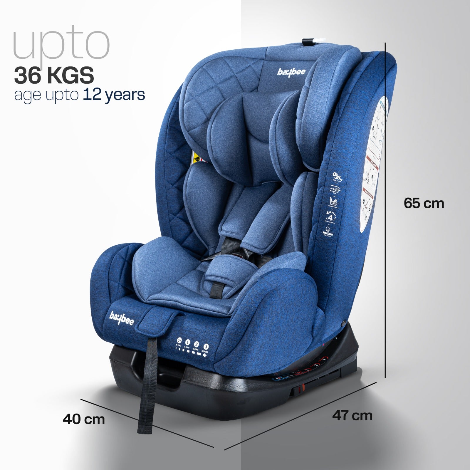 Minikin Defender Isofix Car Seat I 5 Point Safety Harness I NB - 12 Years I Blue