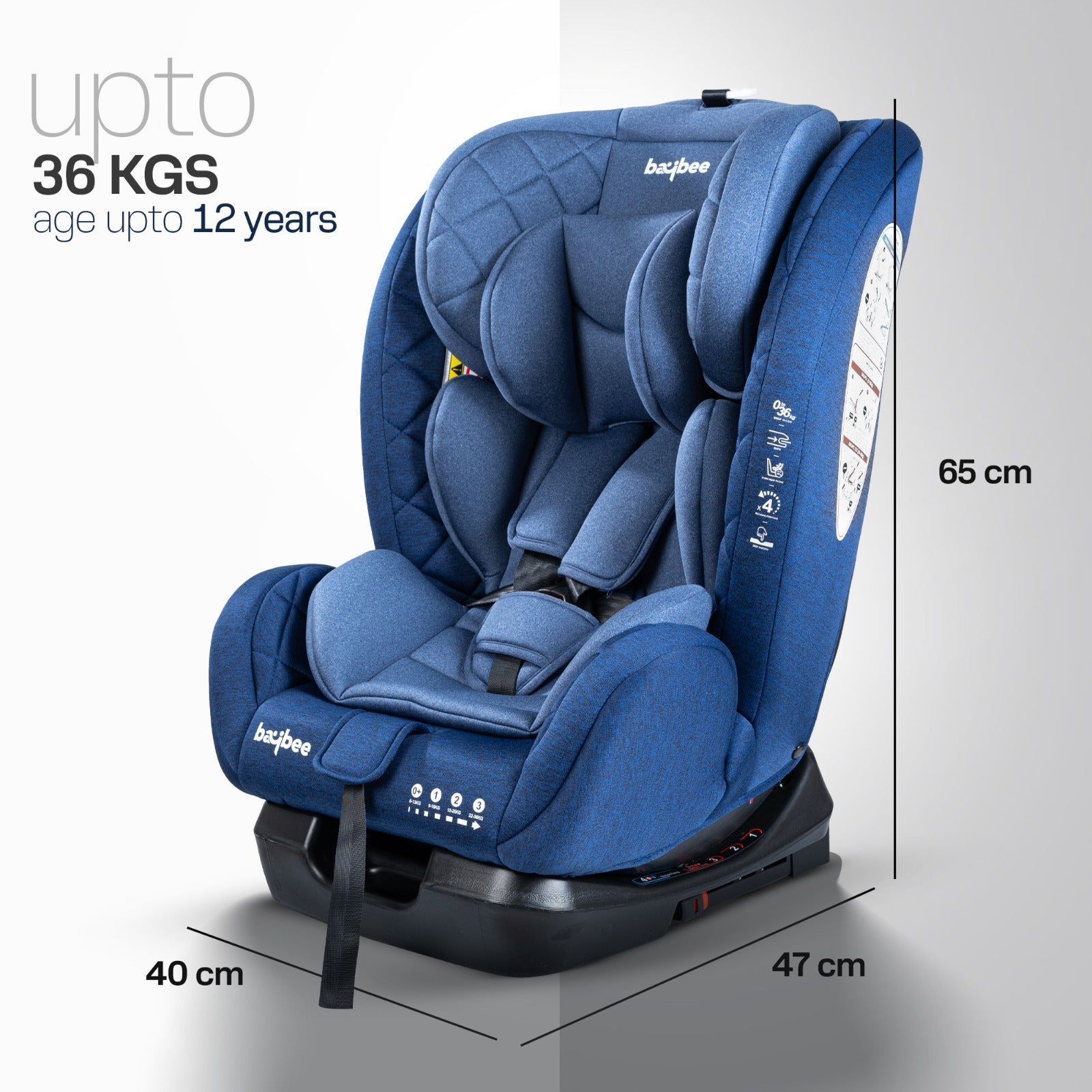 Minikin Defender ISOFIX Car Seat – 5-Point Safety Harness (Newborn to 12 Years) (Blue)