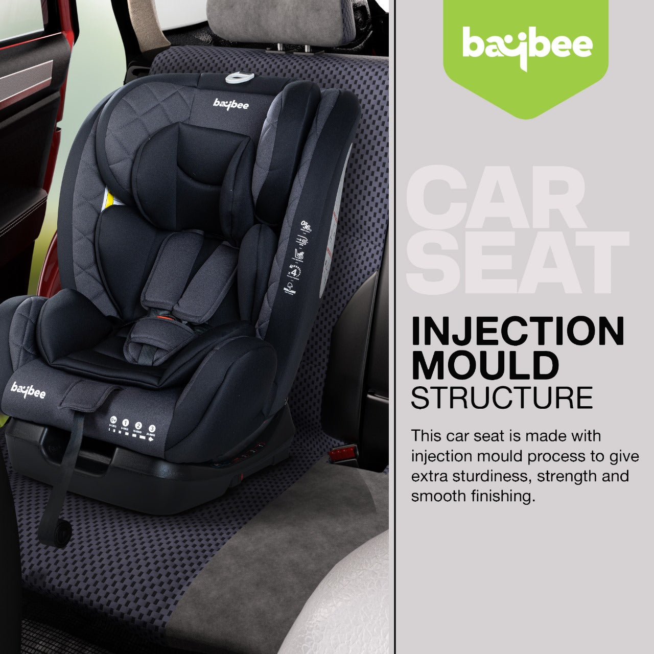 Minikin Defender Isofix Car Seat I 5 Point Safety Harness I NB - 12 Years I Black