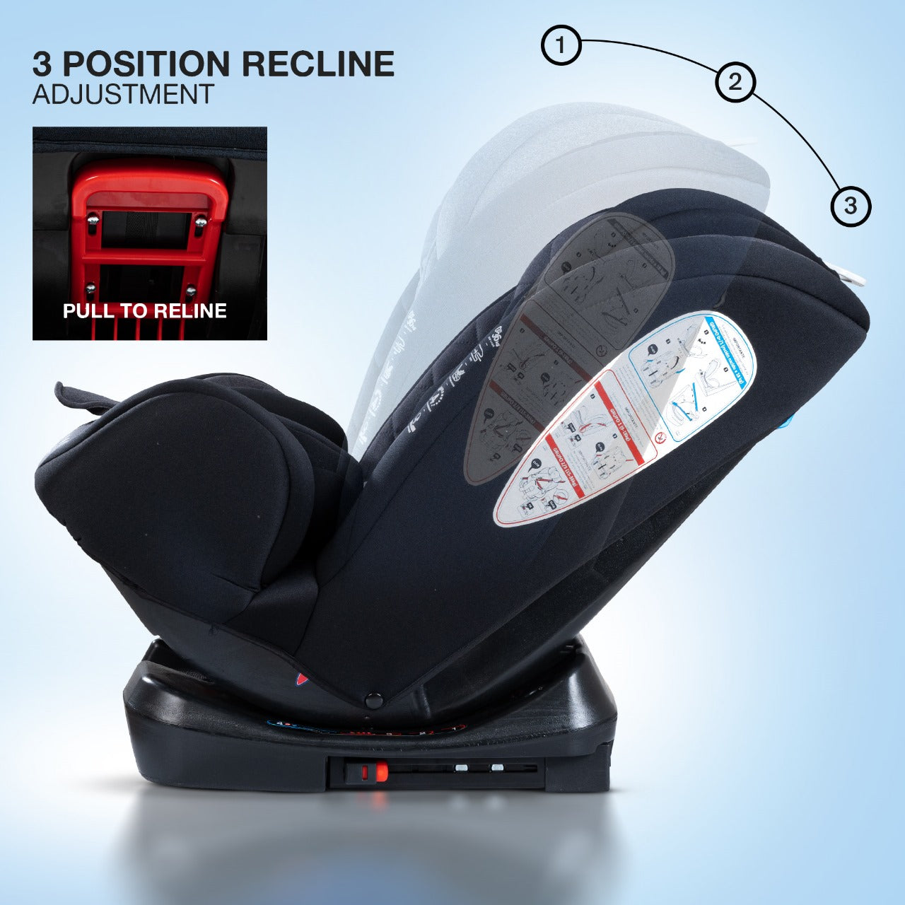 Minikin Defender ISOFIX Car Seat – 5-Point Safety Harness (Newborn to 12 Years) (Black)