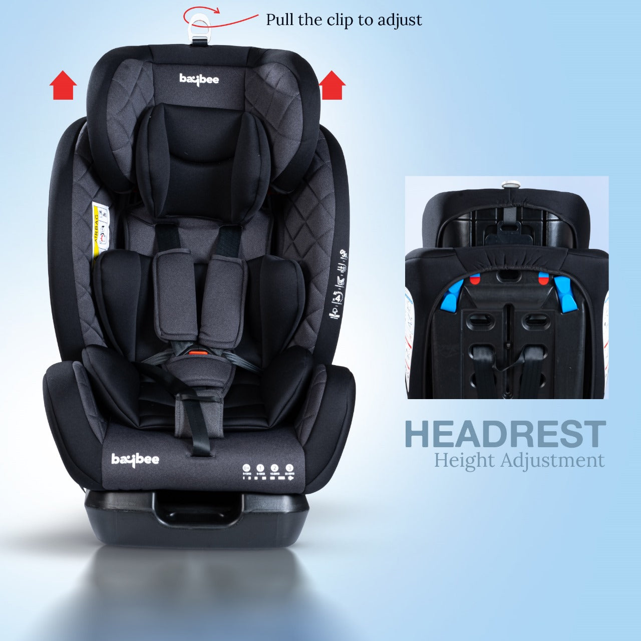 Minikin Defender Isofix Car Seat I 5 Point Safety Harness I NB - 12 Years I Black