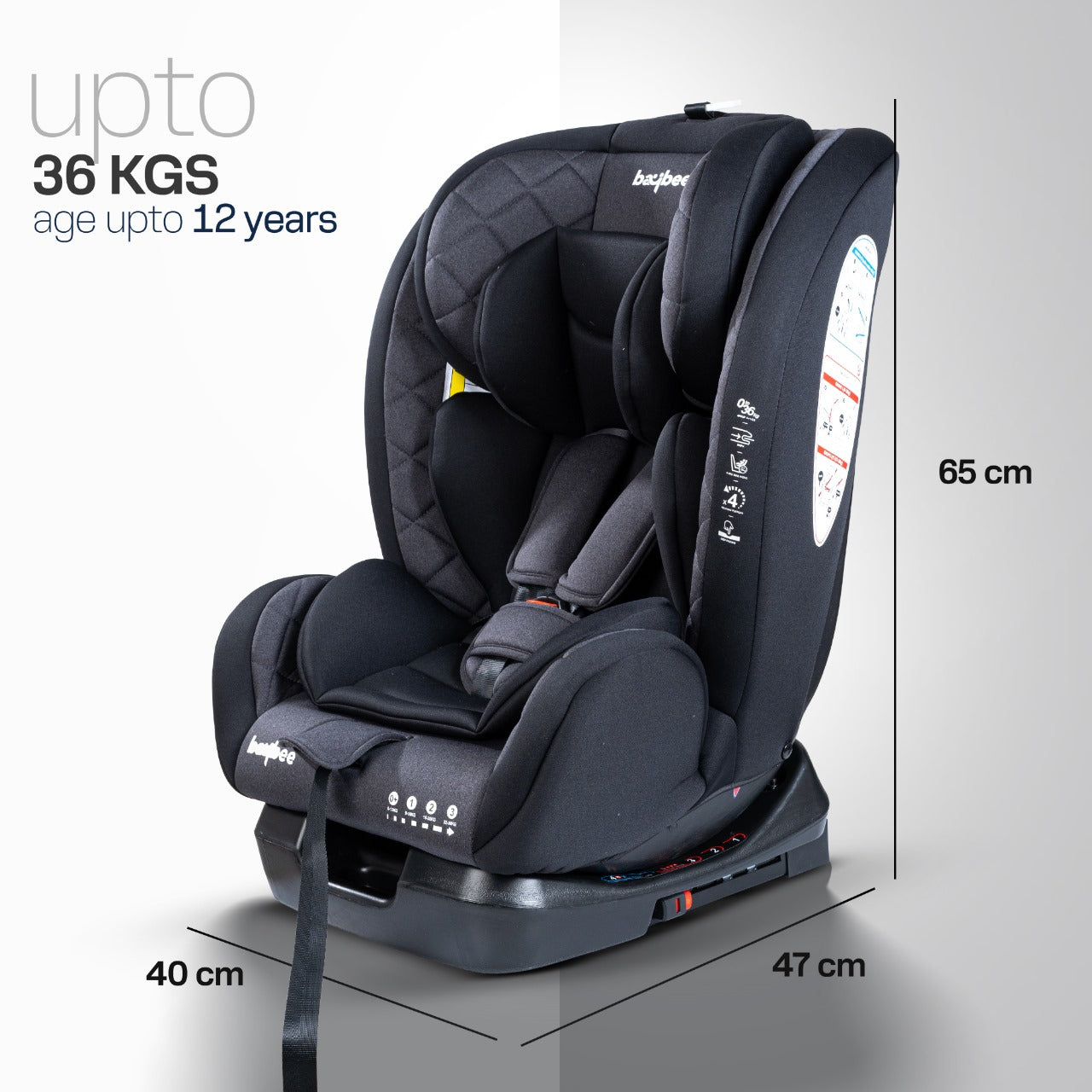 Minikin Defender ISOFIX Car Seat – 5-Point Safety Harness (Newborn to 12 Years) (Black)