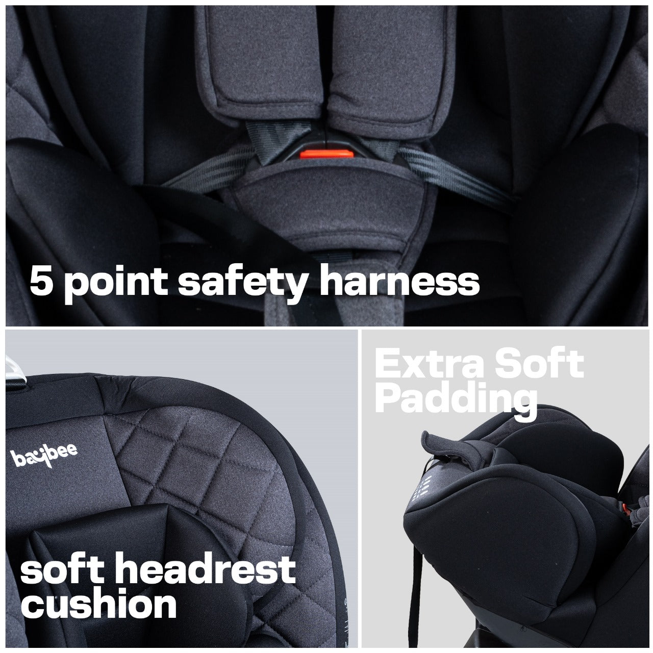 Minikin Defender Isofix Car Seat I 5 Point Safety Harness I NB - 12 Years I Black