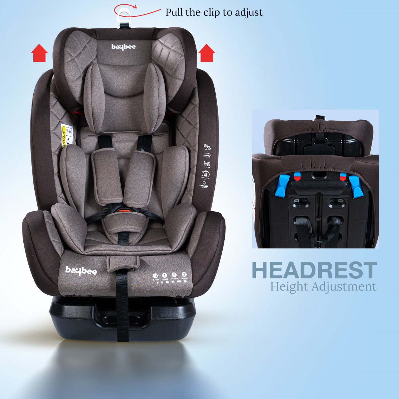 Minikin Defender Isofix Car Seat I 5 Point Safety Harness I NB - 12 Years I Brown