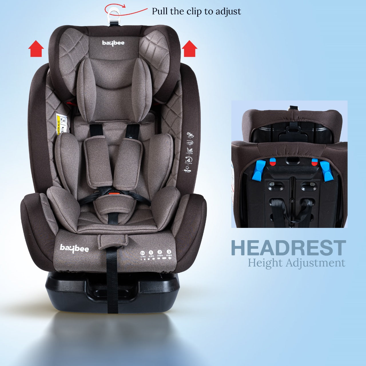Minikin Defender ISOFIX Car Seat – 5-Point Safety Harness (Newborn to 12 Years) (Brown)
