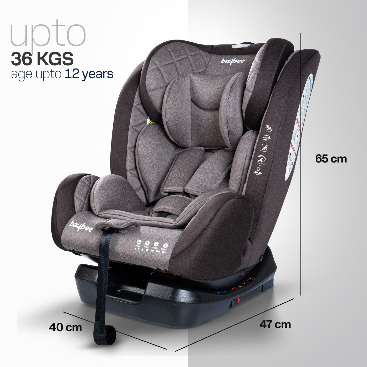 Minikin Defender ISOFIX Car Seat – 5-Point Safety Harness (Newborn to 12 Years) (Brown)