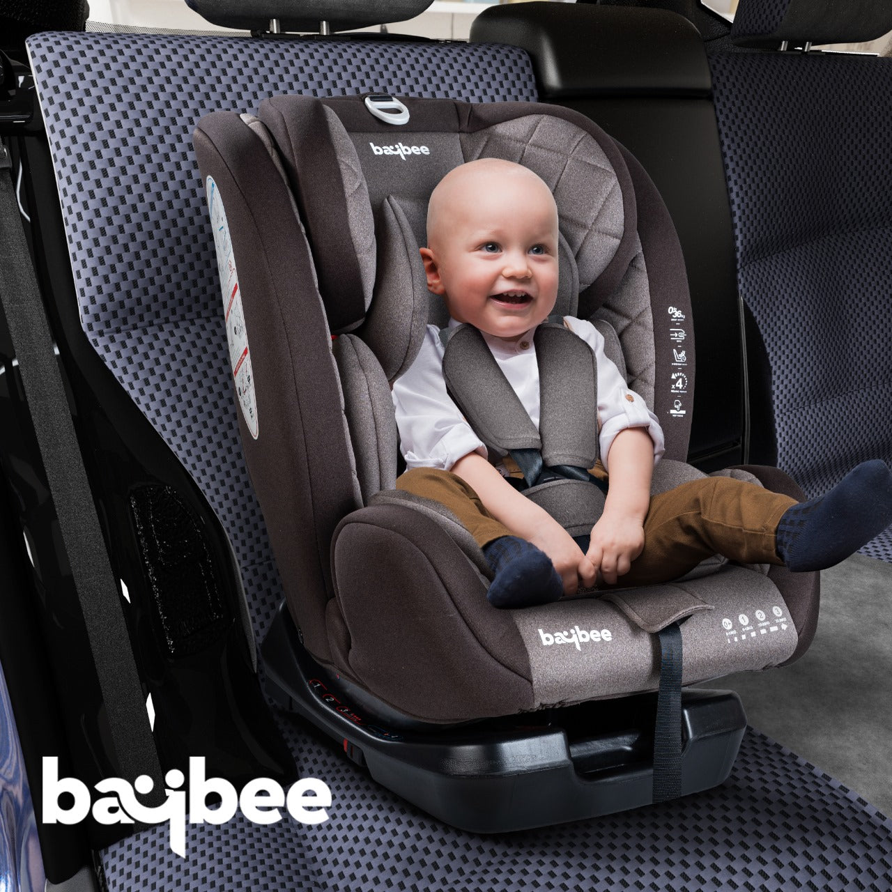Minikin Defender ISOFIX Car Seat – 5-Point Safety Harness (Newborn to 12 Years) (Brown)
