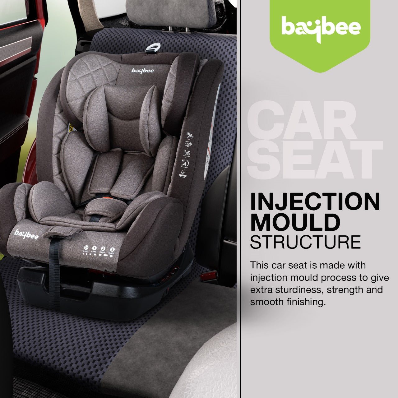 Minikin Defender ISOFIX Car Seat – 5-Point Safety Harness (Newborn to 12 Years) (Brown)