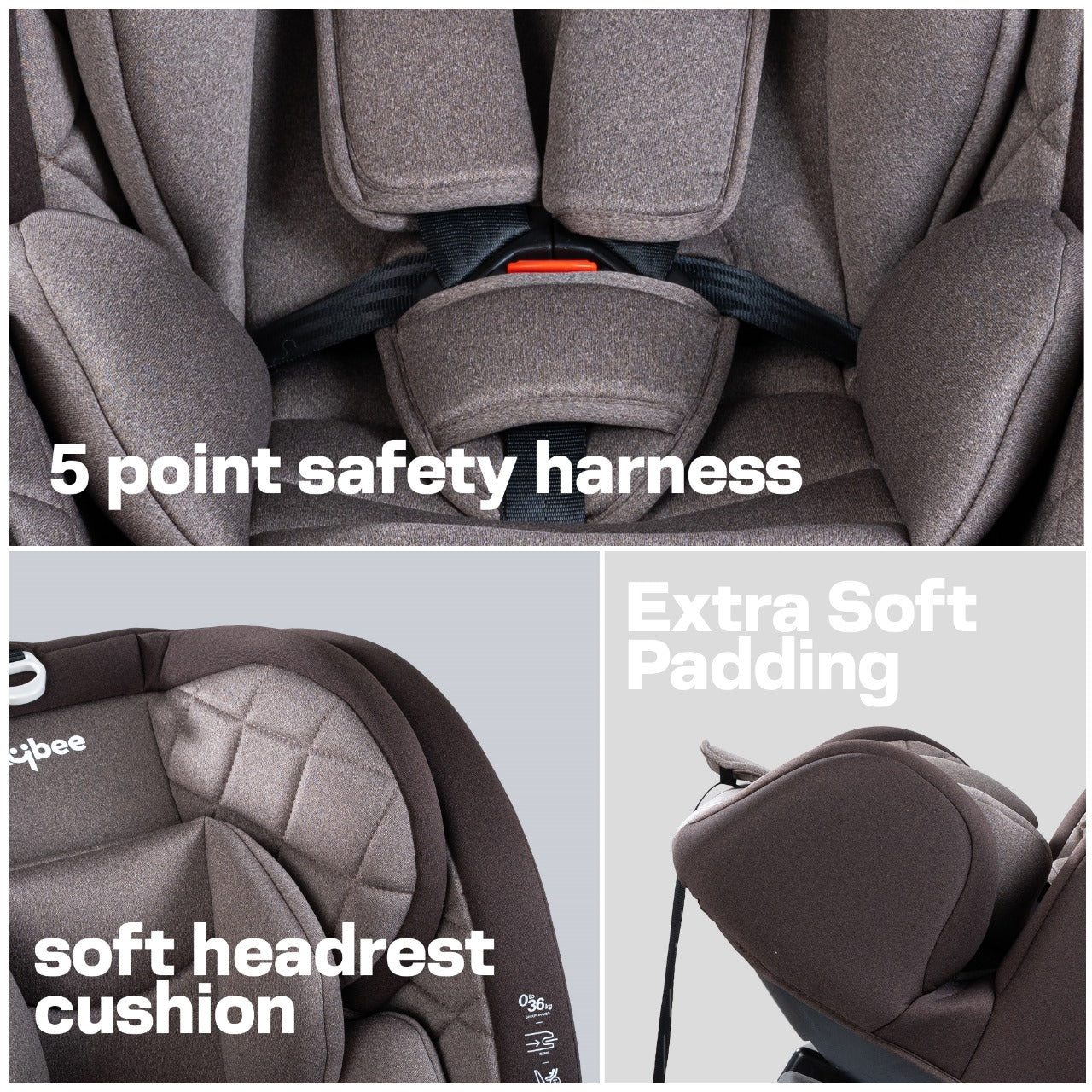 Minikin Defender ISOFIX Car Seat – 5-Point Safety Harness (Newborn to 12 Years) (Brown)