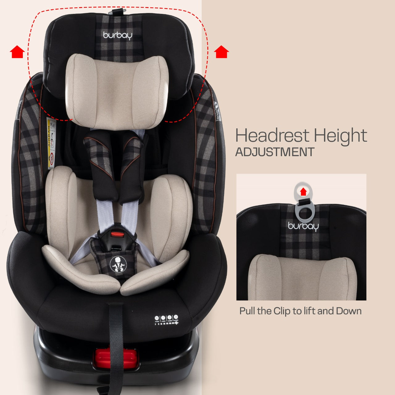 Burbay Luxe 360 Rotatable ISOFIX Car Seat – Luxurious, Ergonomic Backrest (Newborn to 12 Years)
