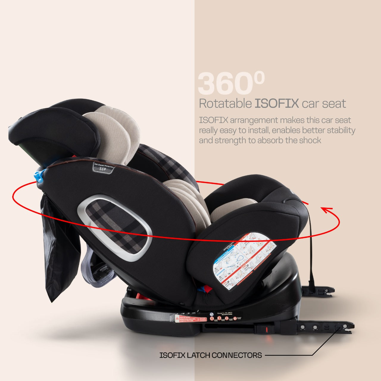 Burbay Luxe 360 Rotatable ISOFIX Car Seat – Luxurious, Ergonomic Backrest (Newborn to 12 Years)